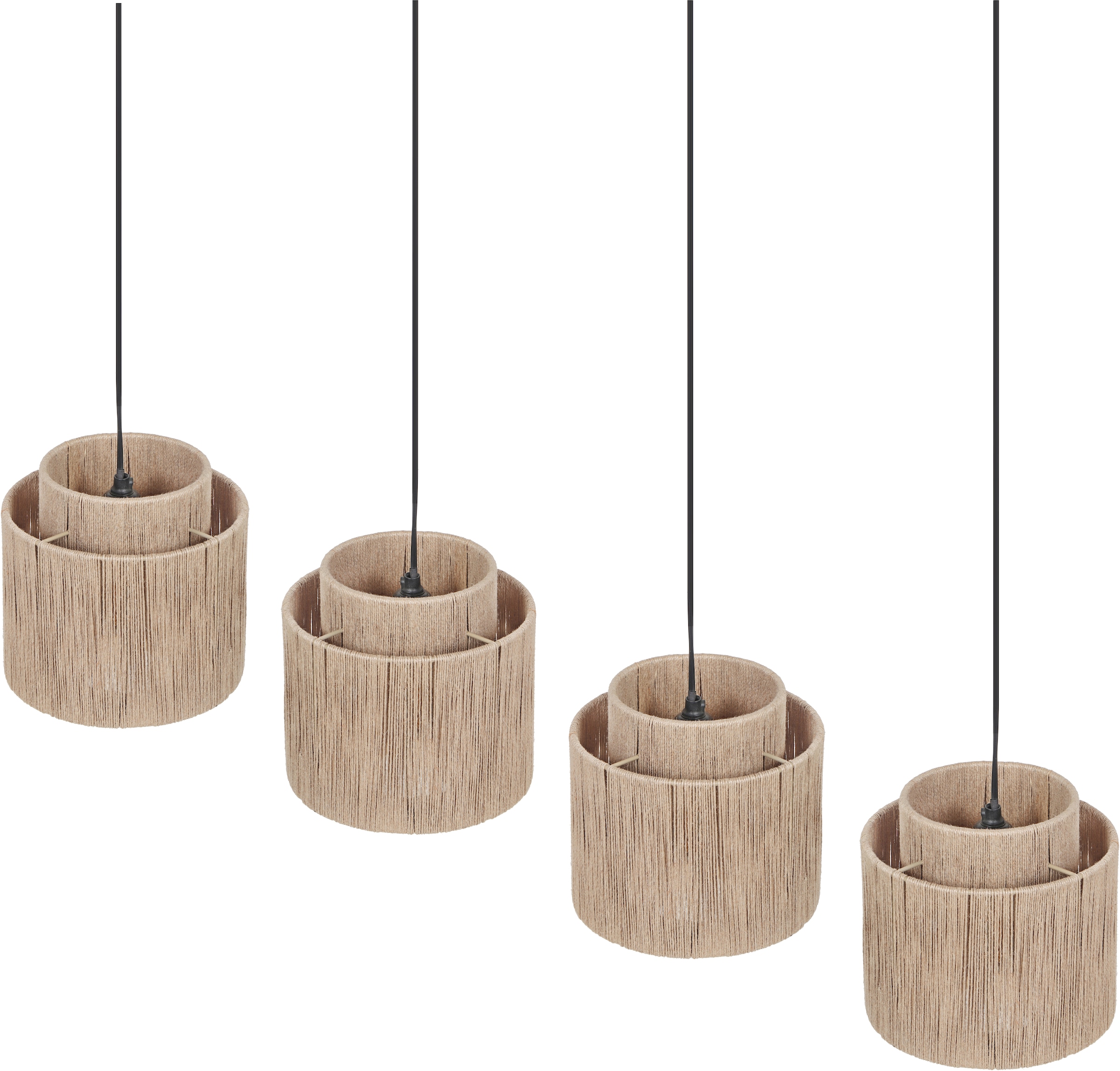 TRIO Leuchten Pendelleuchte »SMILLA, 4-flammige Hängelampe mit Jute Lampenschirmen Breite 121cm« E27 1 Stk. warmweiß - kaltweiß Höhe max 150 cm, exkl 4x E27 max 10W, Hängeleuchte Esstisch Küche