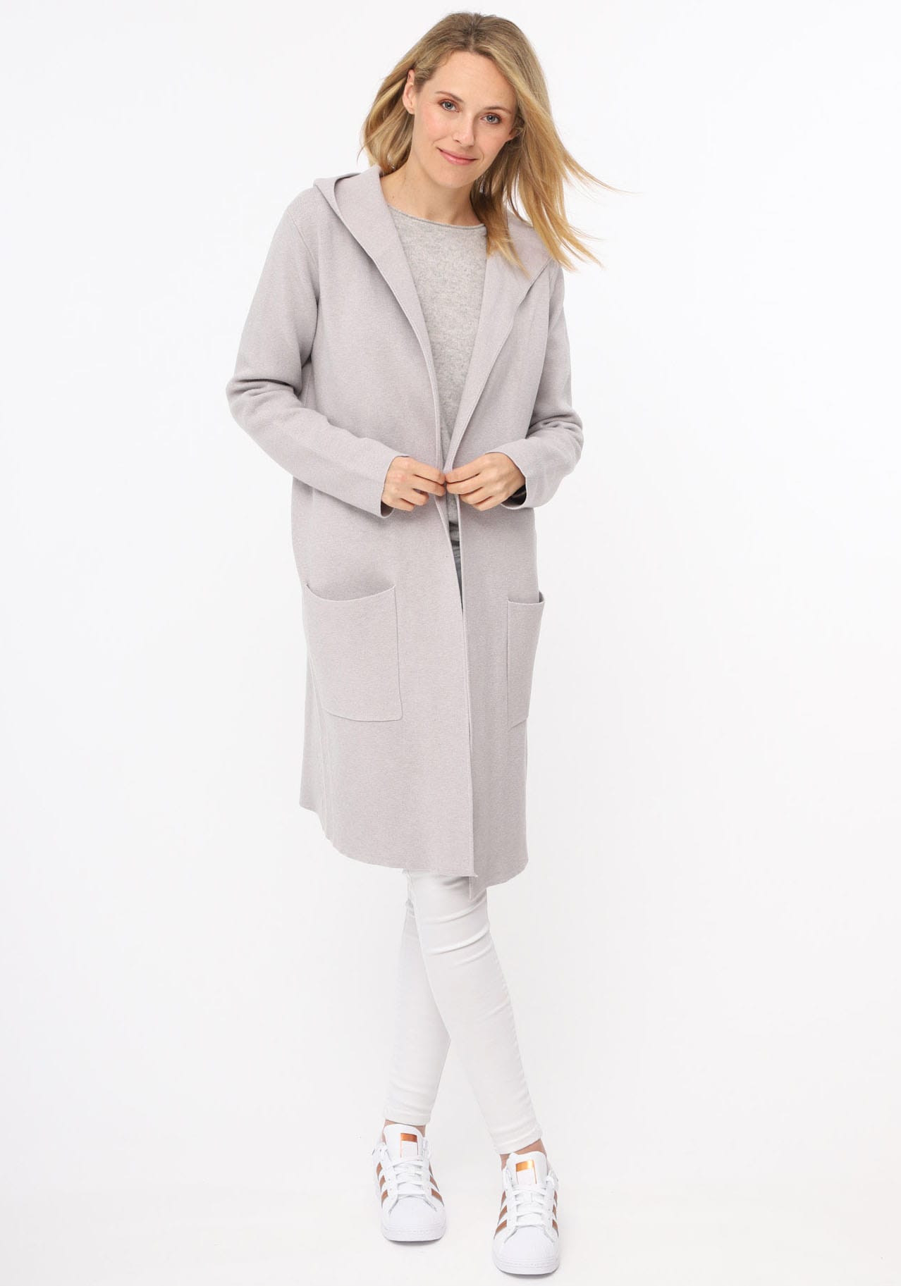 Zwillingsherz Cardigan ""Janina"" Kapuze, Taschen, Langarm, knielang, ohne Verschluss