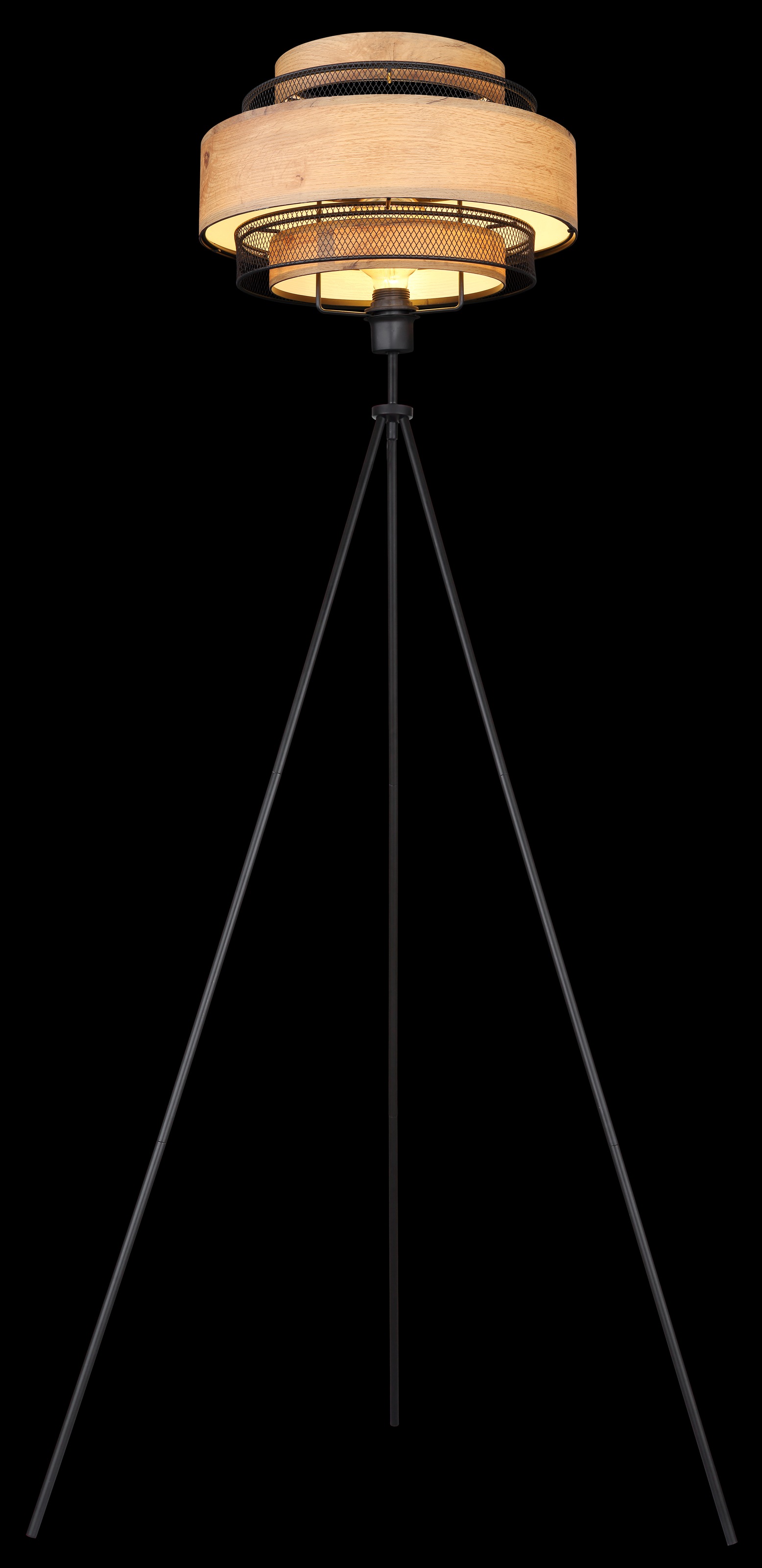 GLOBO LIGHTING Stehlampe »SOENI«, Leuchtmittel E27 | ohne Leuchtmittel, Stehlampe/holzoptik/Metallgeflecht/Wohnzimmer/Flur