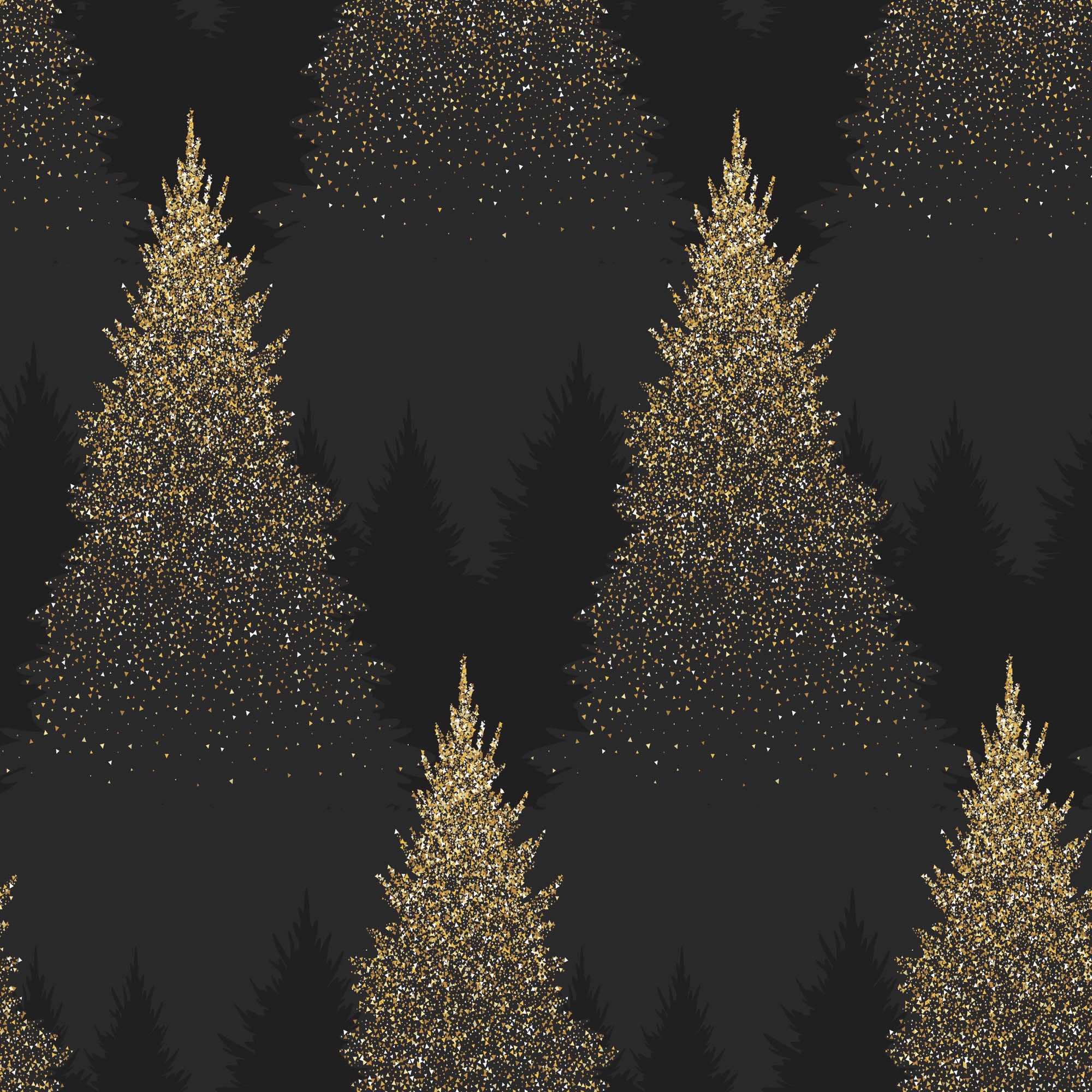 queence Dekokissen »Hannah«, Kissenhülle,Schwarz,Tannenbäume,Glitzer,Wald,Weihnachten,Festlich