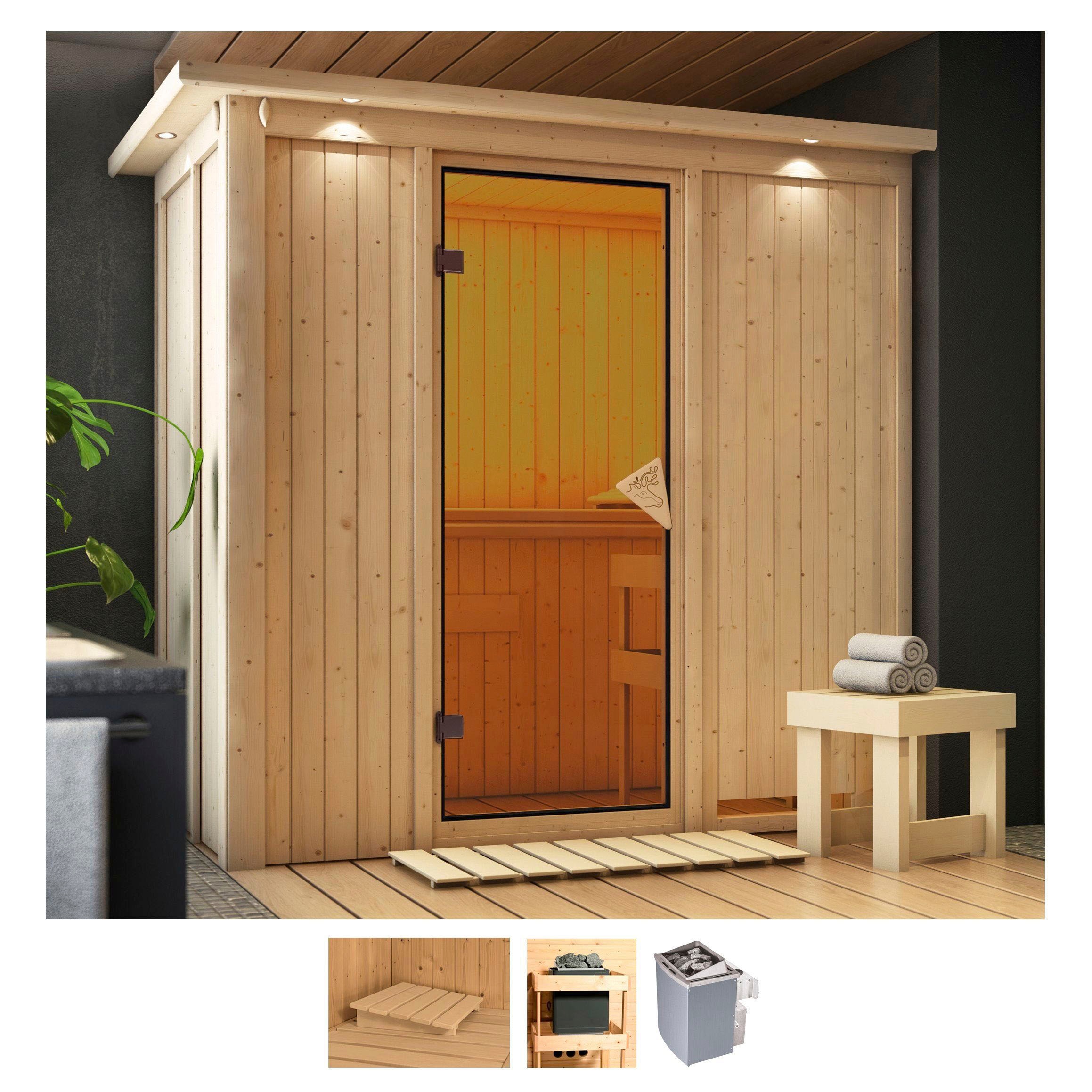 Karibu Sauna "Vada" Set, Ofen 9 kW integr. Strg