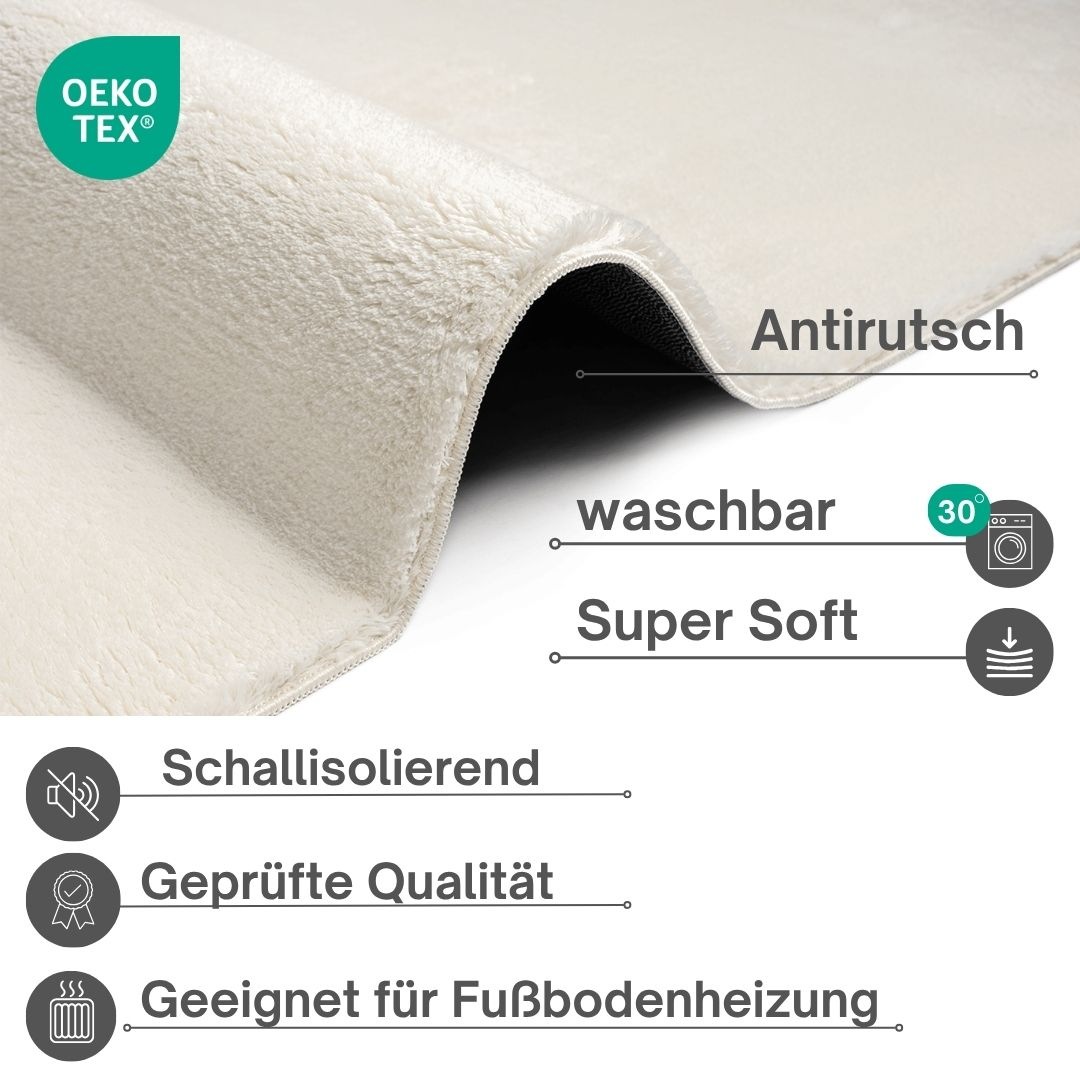 Teppich OTTO HOME "Arabell, Kunstfellteppich, Felloptik, waschbar", beige (natur), B:300cm H:16mm L:400cm, Polyester, Teppiche, Teppich, flauschig, kuschelig, Anti-Rutsch-Unterseite, Wohnzimmer, Schlafzimmer 2