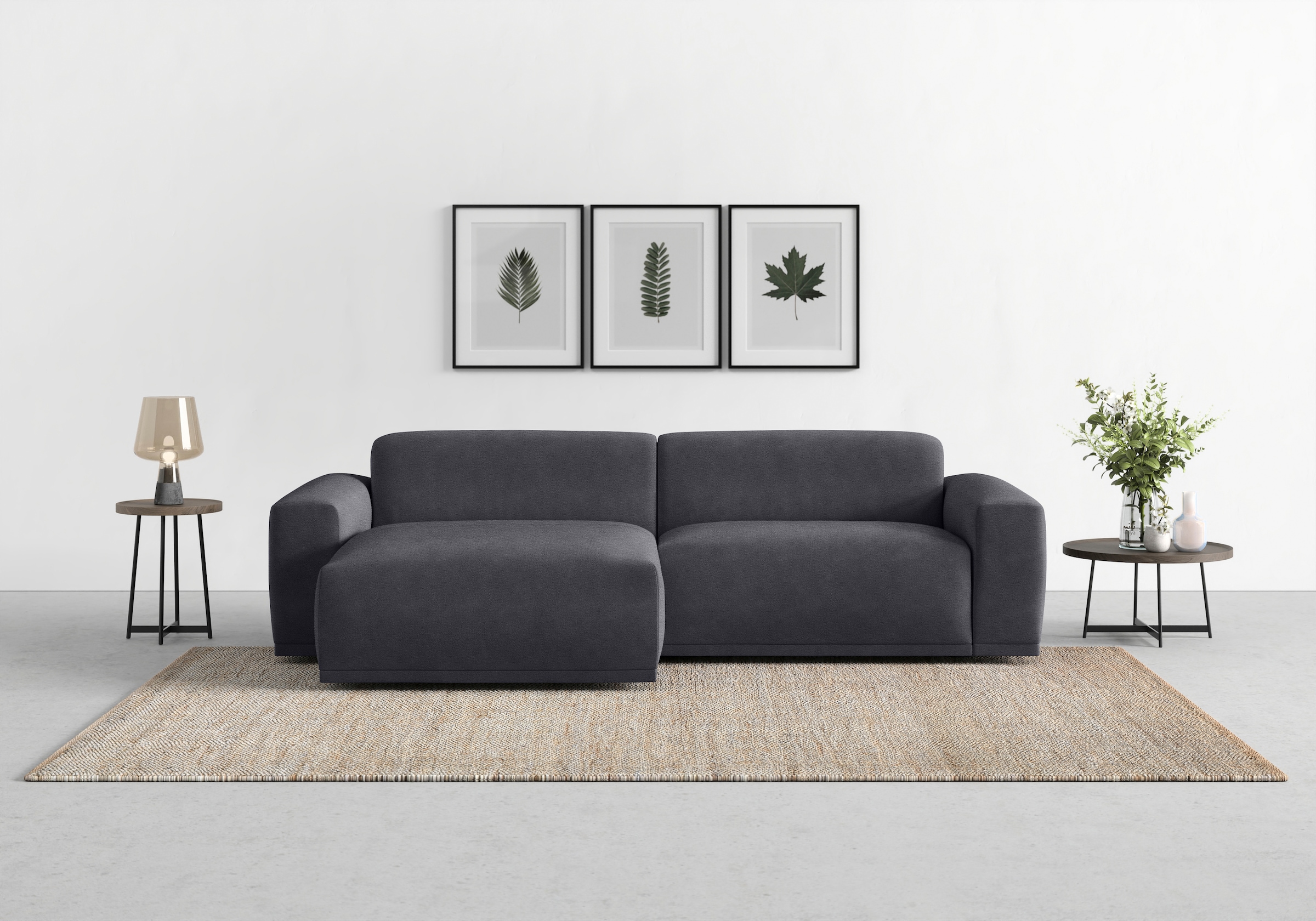 TRENDMANUFAKTUR Ecksofa "Braga, mit hochwertigem Kaltschaum, L-Form, Japandi-Design" modernes Sofa, Couch mit hohem Sitzkomfort, 255/72/160 cm (B/H/T)
