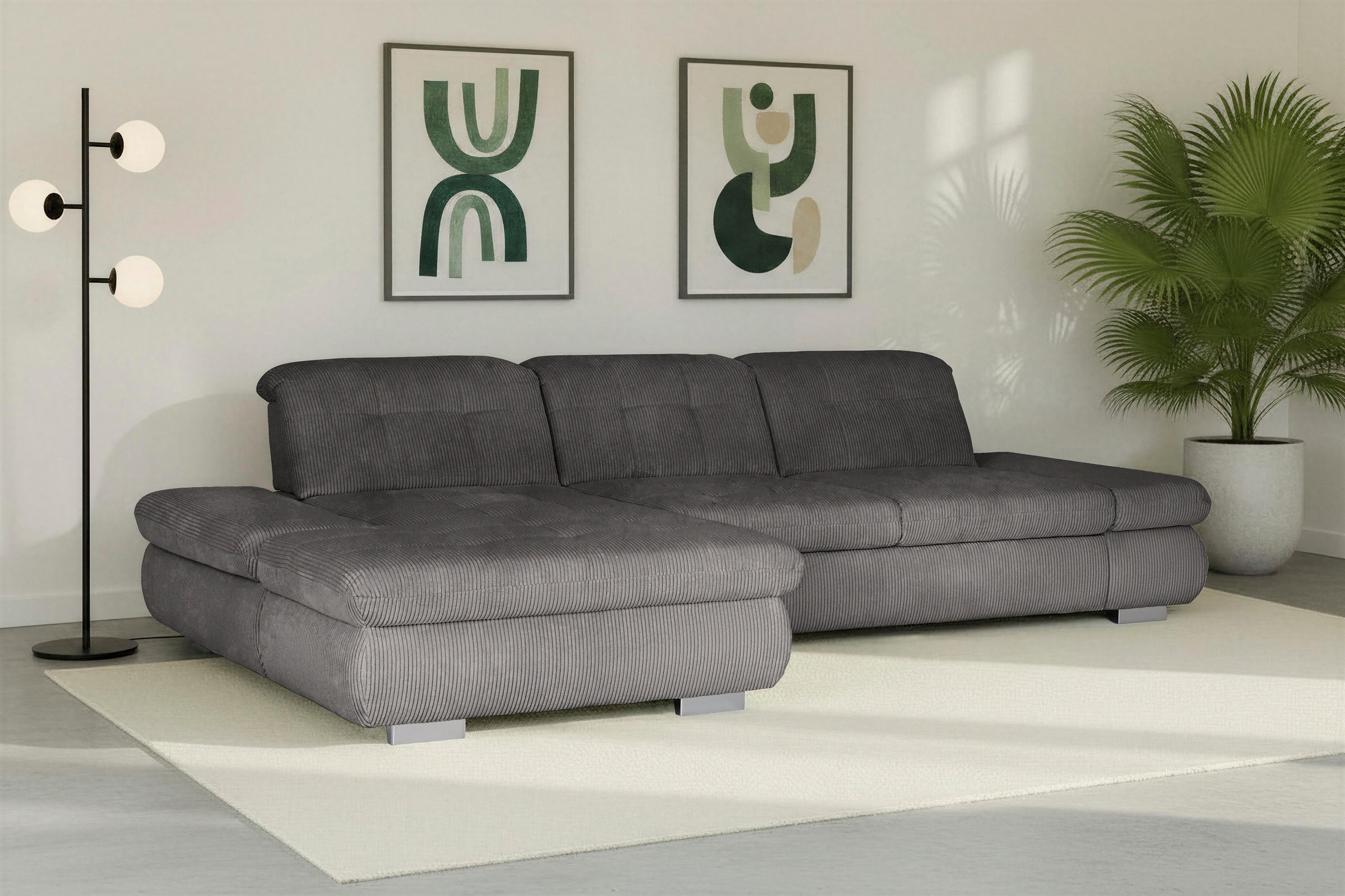 Die PlanBar Ecksofa "MP-IN17004 L-Form, Breite 331 cm, Federkern-Polsterung" inkl. Sitztiefenverstellung, wahlweise weitere Funktionen