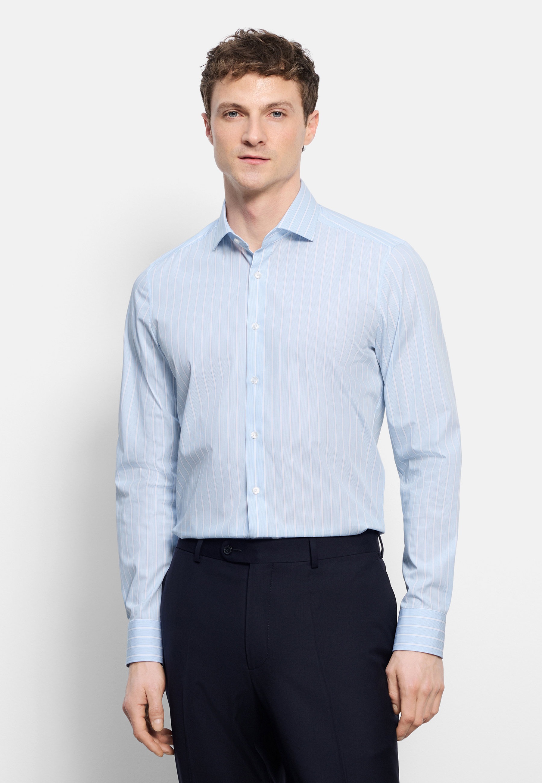 Businesshemd OLYMP "OLYMP Level Five, body fit, Royal Kent", Herren, Gr. 40, Normaler Arm, bleu, 97% Baumwolle, 3% Elastolefin, Hemden