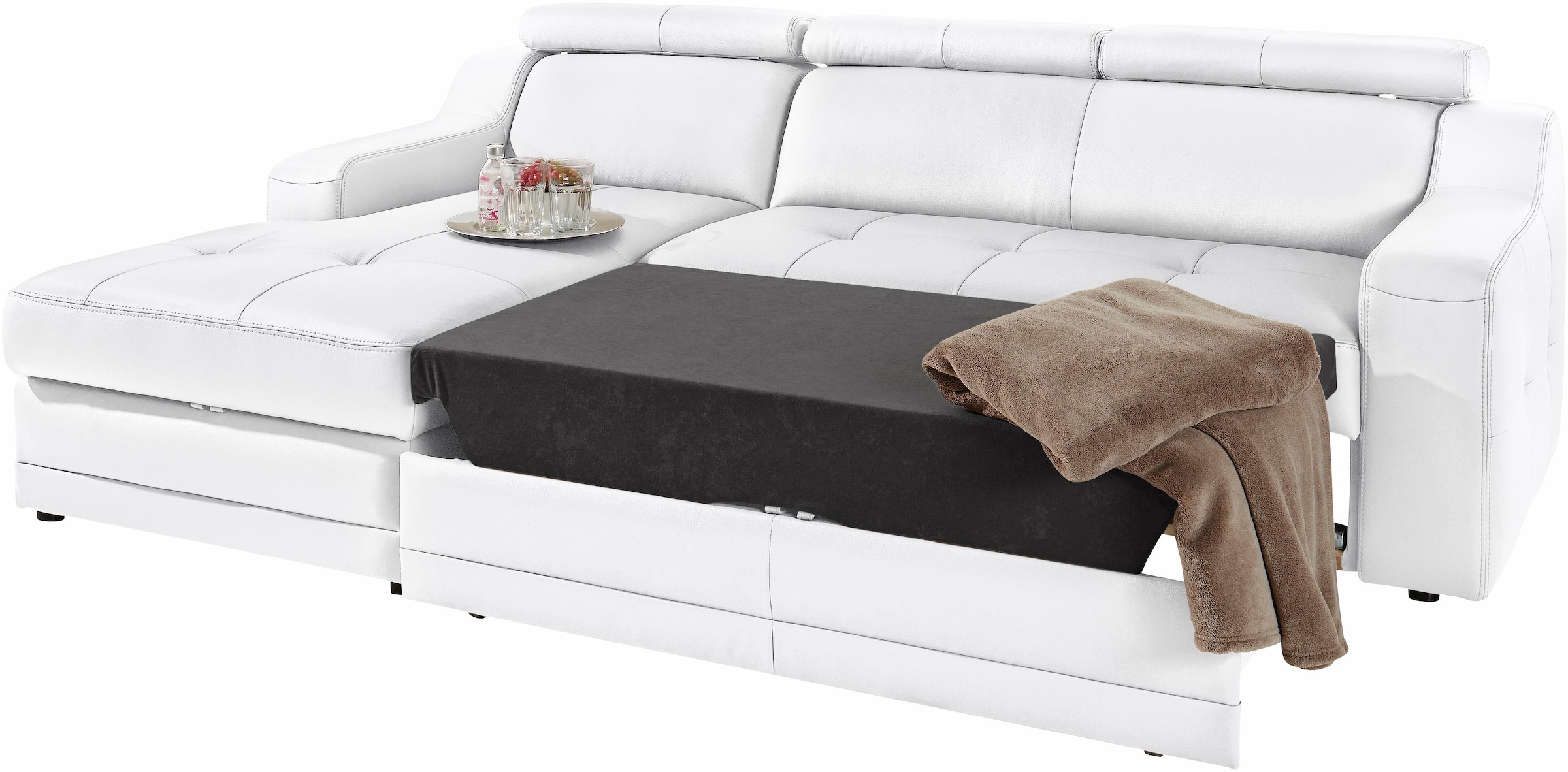 exxpo - sofa fashion Ecksofa »Lotos, bequem und funktionell, L-Form«, mit Kopf- bzw. Rückenverstellung, wahlweise mit Bettfunktion