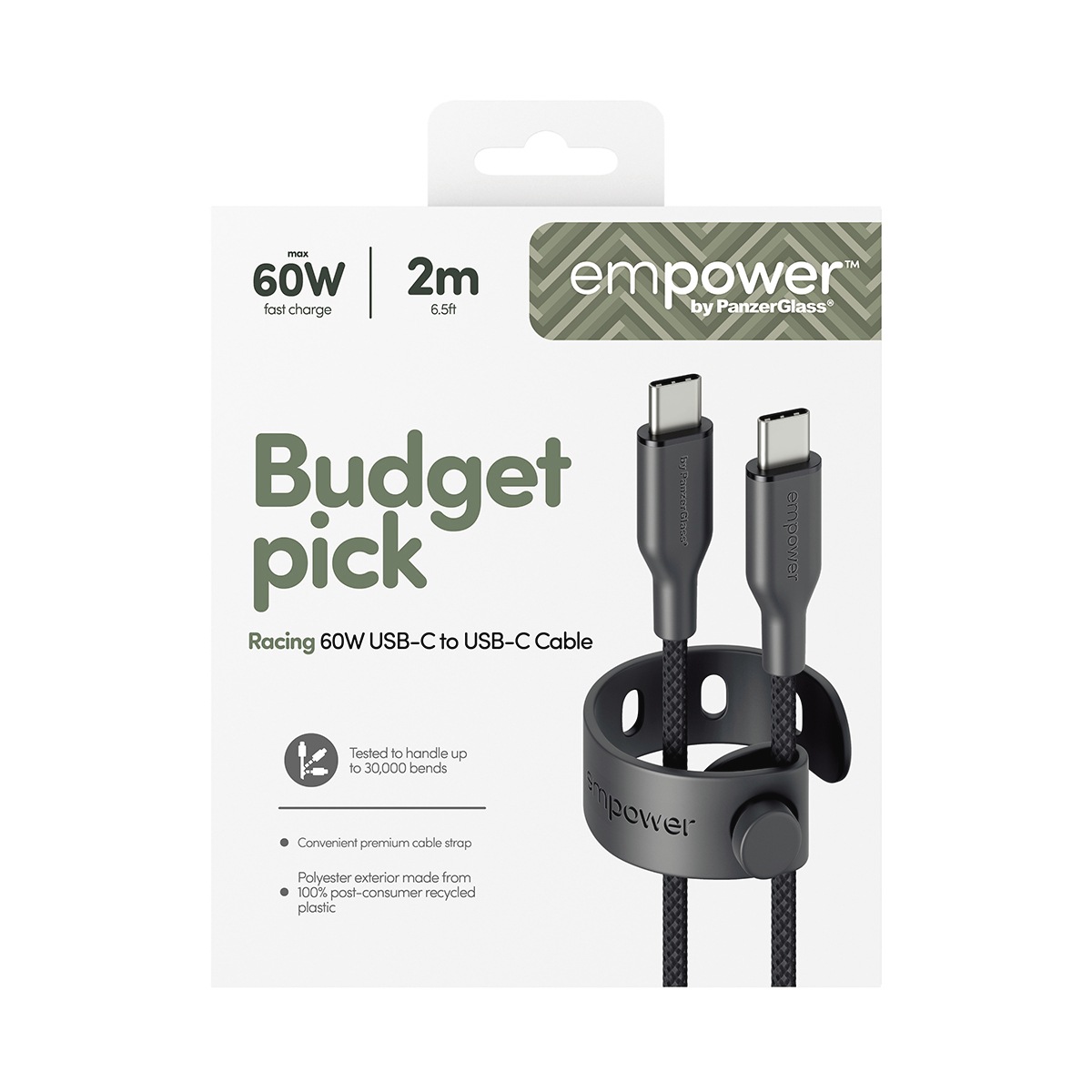 empower by PanzerGlass USB-Kabel »Racing 60W USB-C zu USB-C Kabel USB 2.0 2 m« USB-C 200 cm