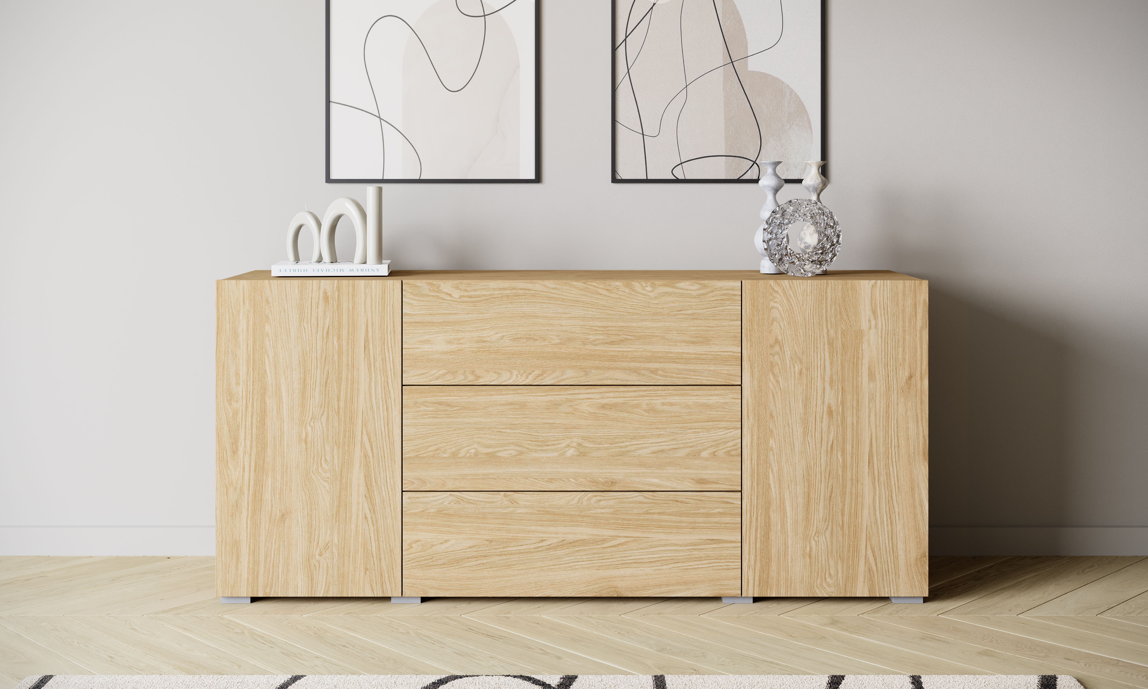 Home affaire Sideboard "BERLIN" Moderne grifflose Kommode Breite 150 cm, 4 Schubkästen/ 2 Türen