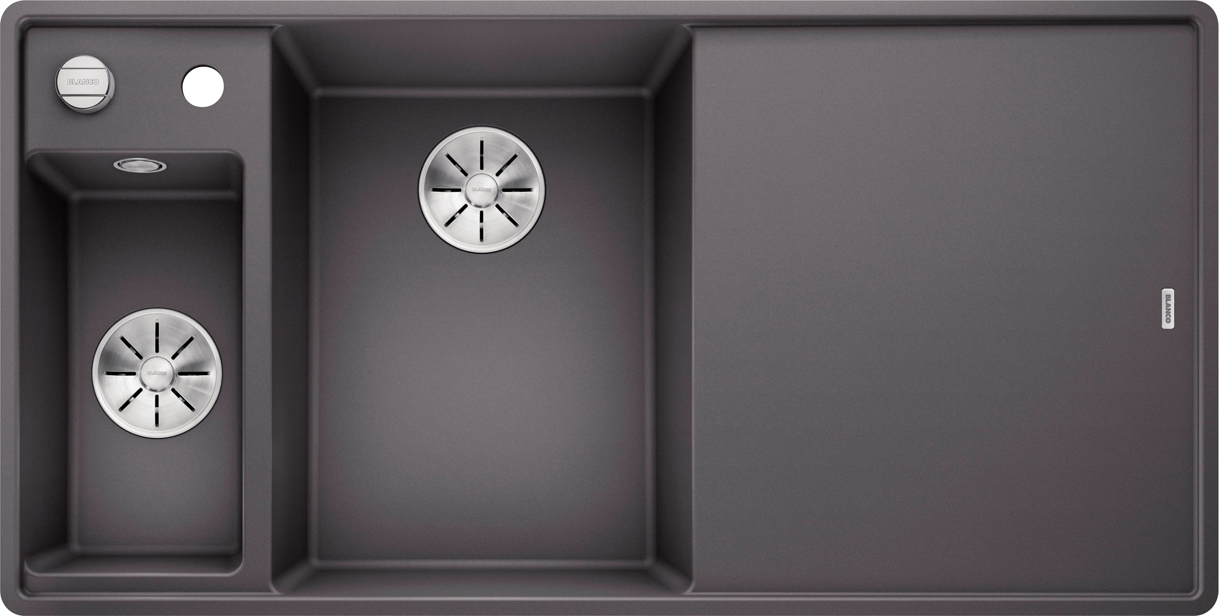 Granitspüle BLANCO, B:50cm H:19cm T:99cmfelsgrau, Verbundwerkstoff, Küchenspülen, "AXIA III 6 S-F", inklusive gratis Glasschneidebrett und