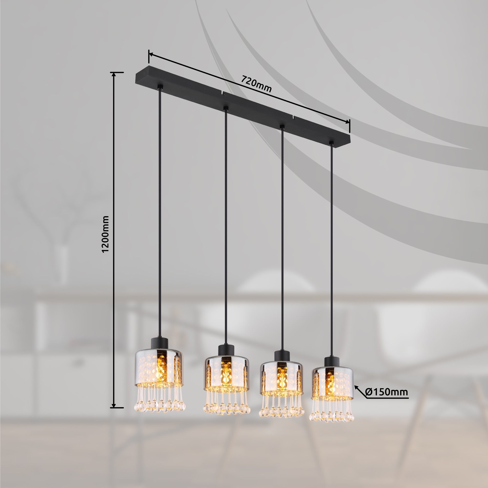 GLOBO LIGHTING Hängeleuchte »HENDRY« E27 1 Stk. Hängeleuchte für Esszimmer Kristall modern