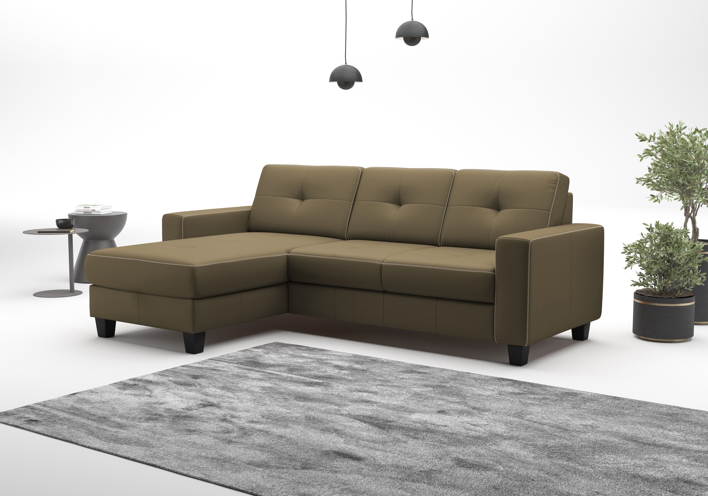 Ecksofa HOME AFFAIRE "Varese", olive, B:239cm H:91cm T:164cm, Sofas, Ecksofa, wahlweise mit Bettfunktion und Bettkasten