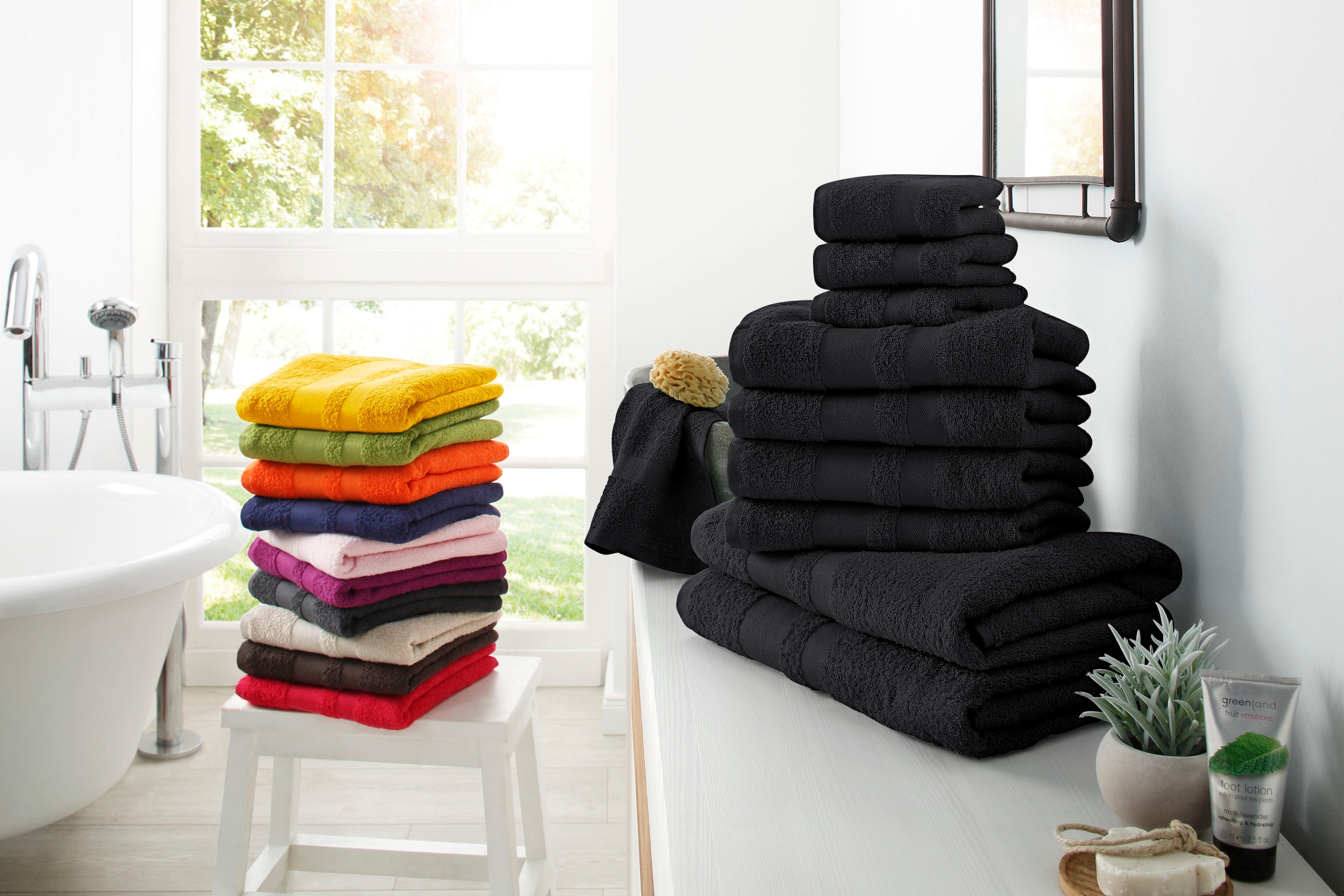 my home Handtuch Set »Vanessa«, 10 mit kaufen Set, Bordüre, Walkfrottee, 100% Handtücher | Baumwolle BAUR einfarbiges Handtuch-Set tlg., aus
