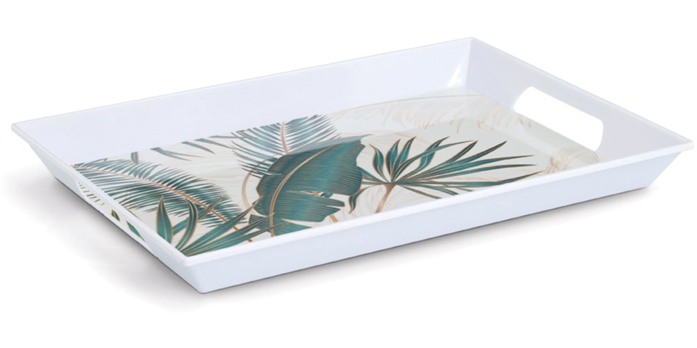 Zeller Present Tablett "Melamintablett "Palm leaves"" tropisches Motiv, Tragegriffe, 34,8x50 cm