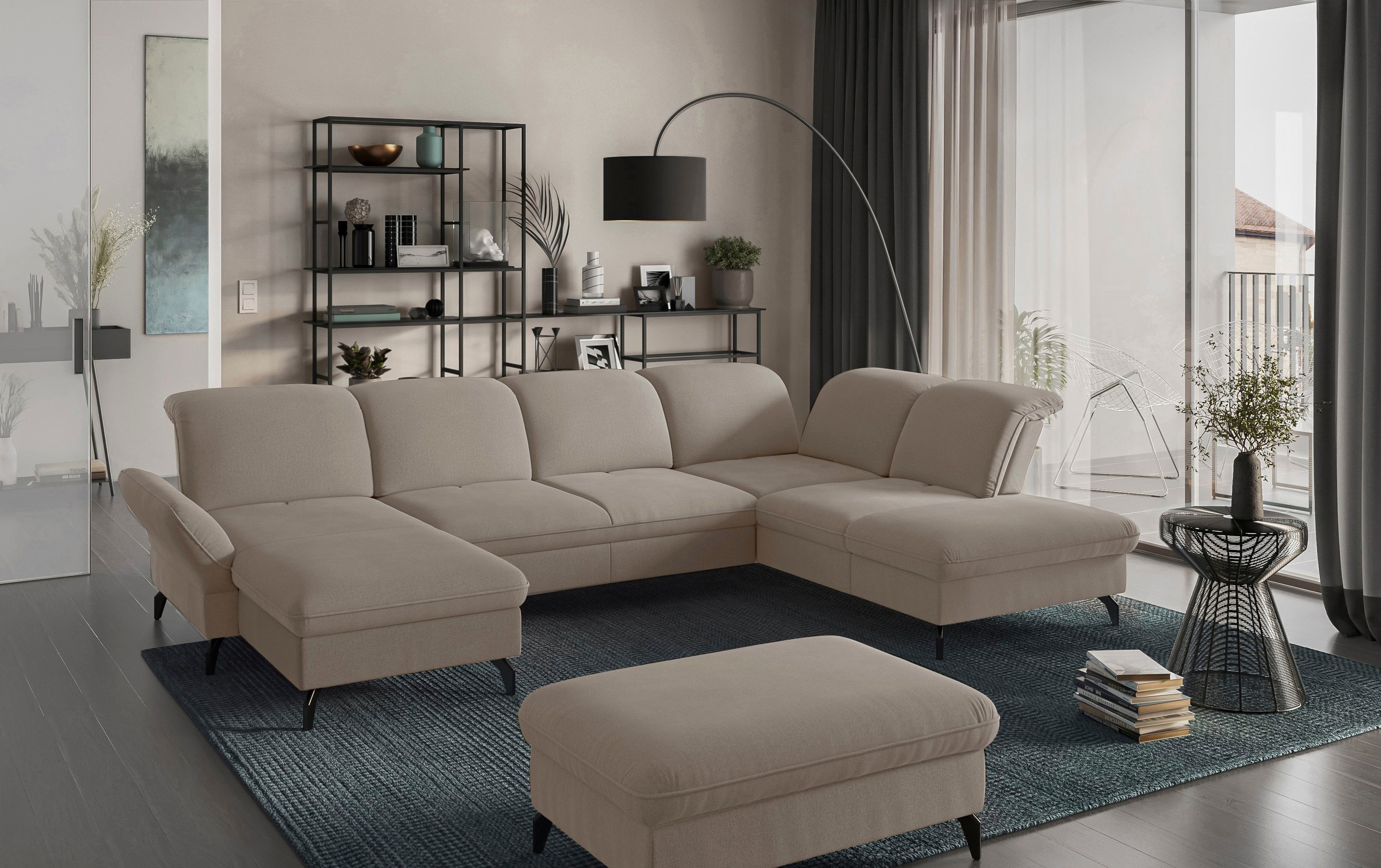 sit&more Wohnlandschaft »Leandro U-Form«, Wahlweise mit Bett-, Kopfteil - und Armlehnfunktion, sowie Bettkasten