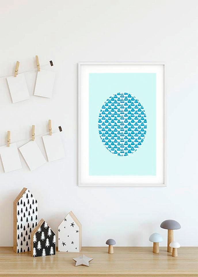 Komar Poster "Shelly Patterns Aqua", Formen-Kunst, (1 St.), Kinderzimmer, Schlafzimmer, Wohnzimmer