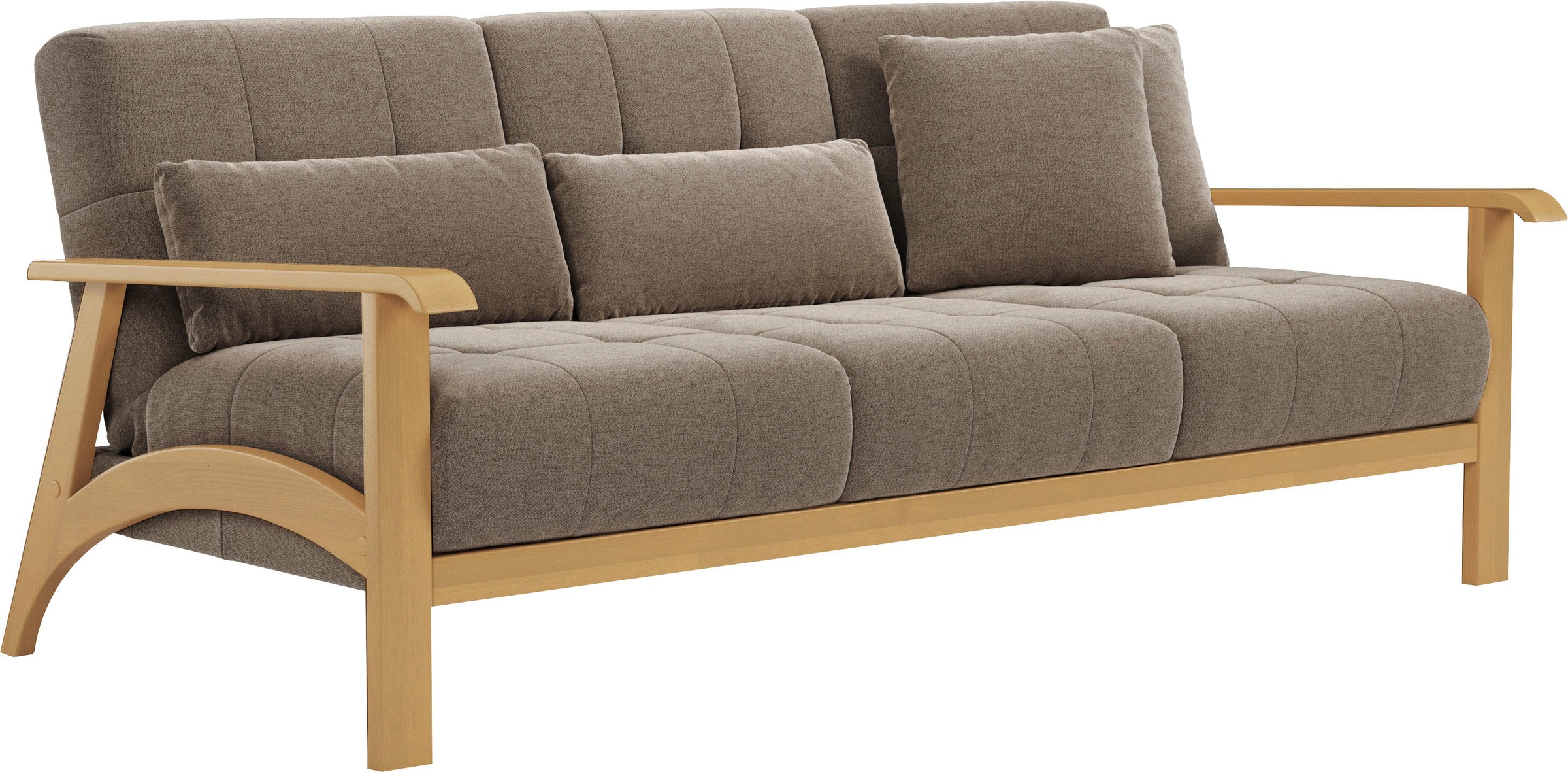 sit&more 3-Sitzer »Billund«, Armlehnen aus eichefarbigem Buchenholz, verschiedene Bezüge und Farben
