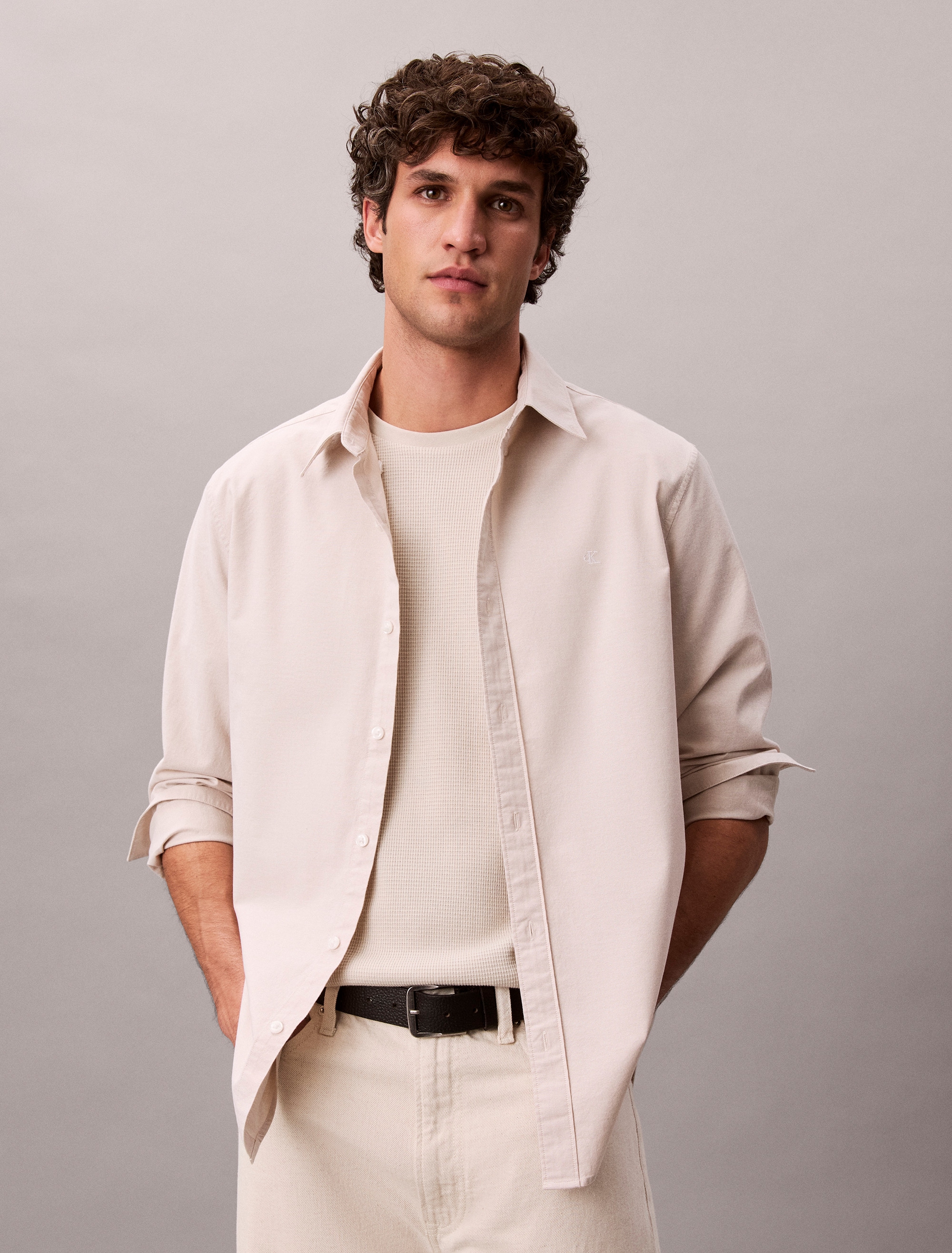 Calvin Klein Jeans Langarmhemd Button-Down-Kragen, Baumwoll-Stretch