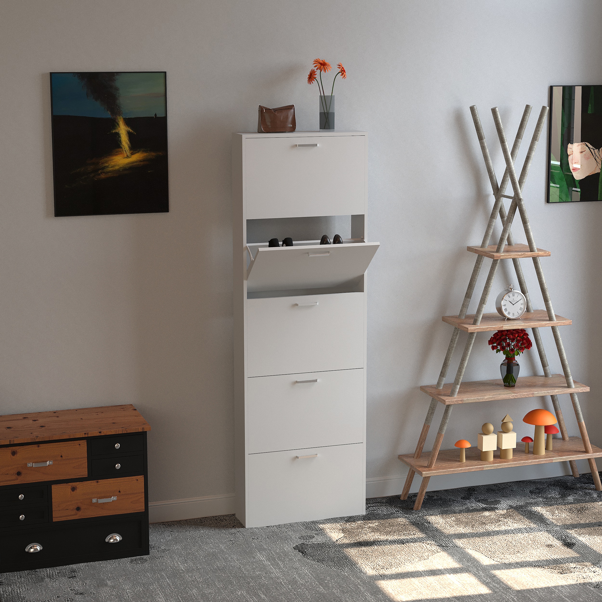 VCM Schuhschrank »Holz Schuhregal Schuhschrank Schuhkipper Sulos XL« VCM Sulos, 1 Stk. tlg.