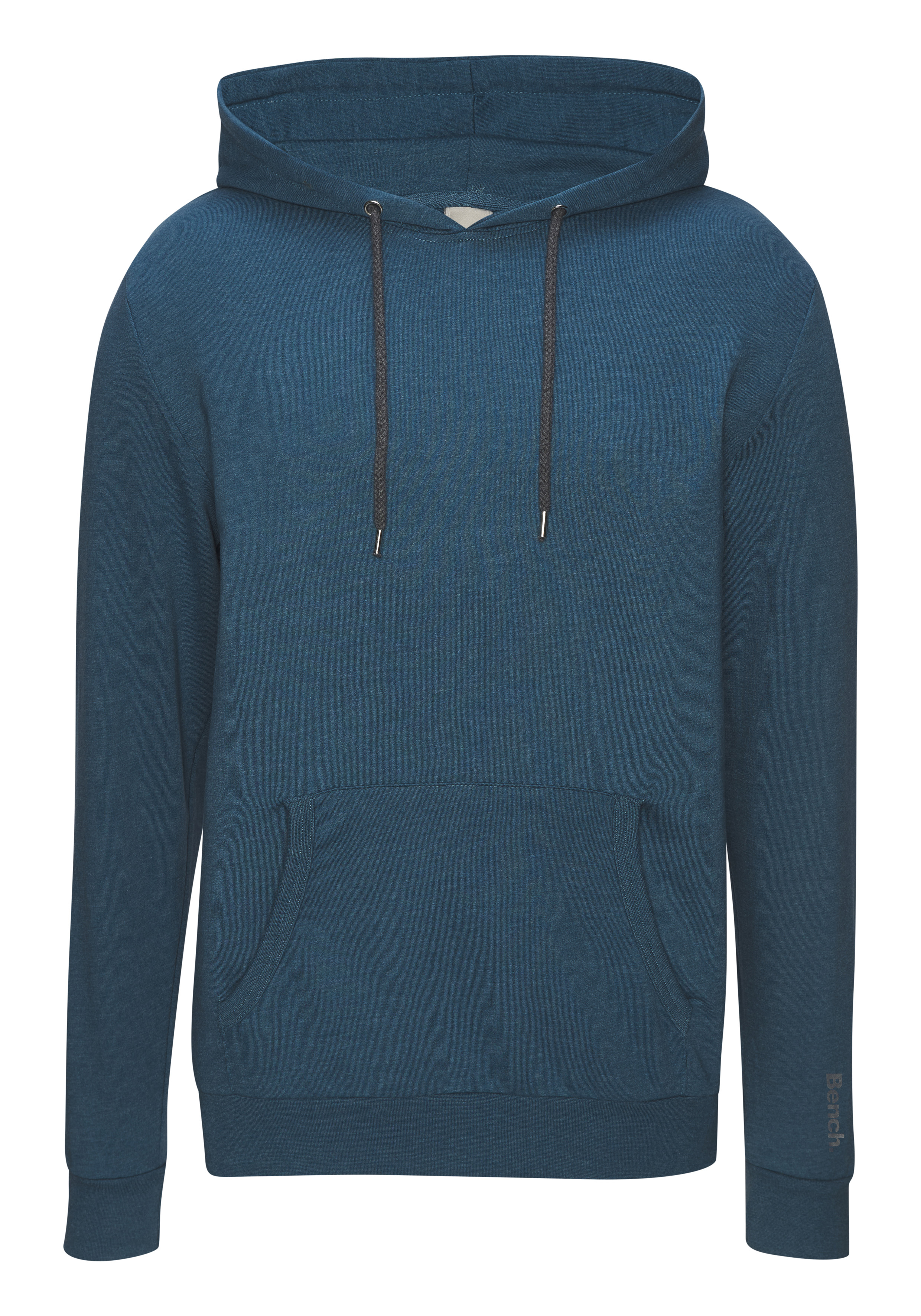 Hoodie BENCH. LOUNGEWEAR, Herren, Gr. 44/46 (S), blau (petrol, meliert), Sweatware, Obermaterial: 60% Baumwolle, 40% Polyester, unifarben, Basic, bequem hüftbedeckend, Rundhals, Rippbündchen, Sweatshirts Hoodie, Langarm, Sweatshirt mit Rundhals und Kapuze
