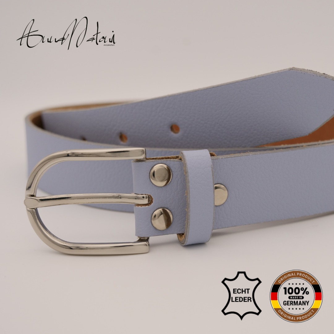 Ledergürtel ANNAMATONI "AnnaMatoni Ledergürtel Glora Ledergürtel Glora", Damen, Gr. TW100 - 115cm Gesamtlänge, blau (sky 400), 100% Leder, Gürtel Ledergürtel 3