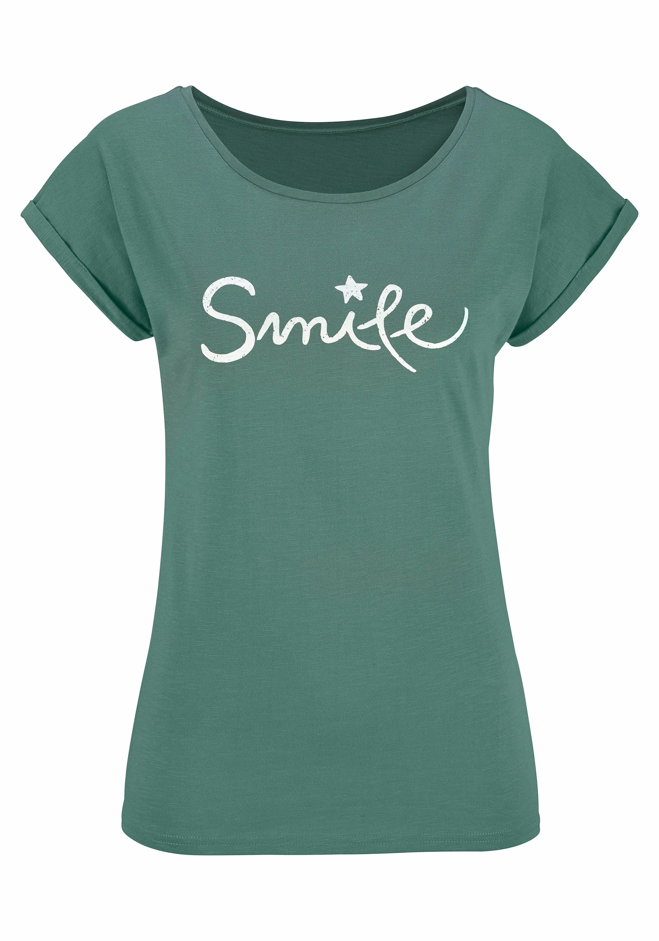 Beachtime T-Shirt, mit modischem Frontdruck "Smile"