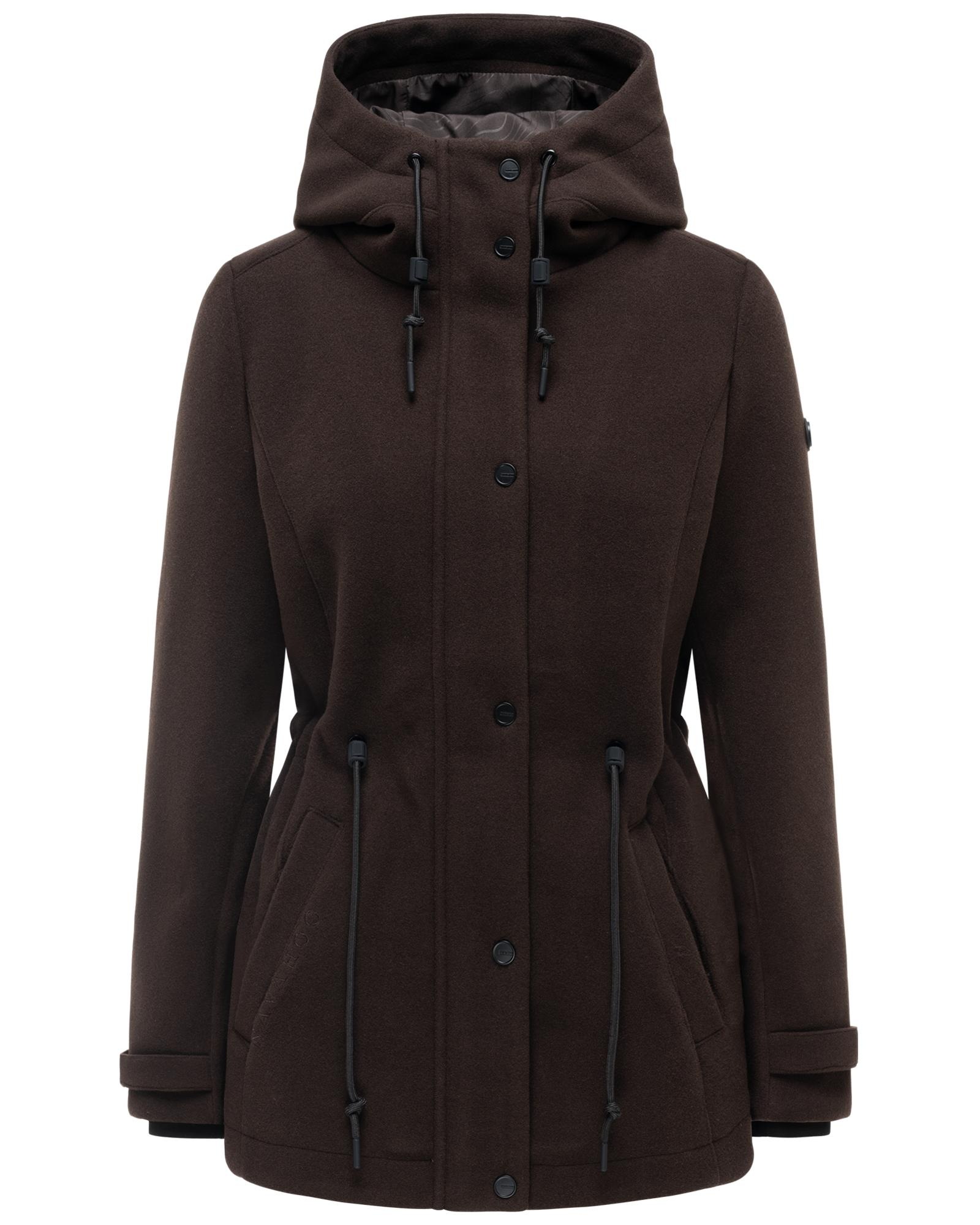 Navahoo Kurzmantel "Lächelstern 14" Lange Damen Übergangsjacke in Wollmantel-Optik mit Kapuze