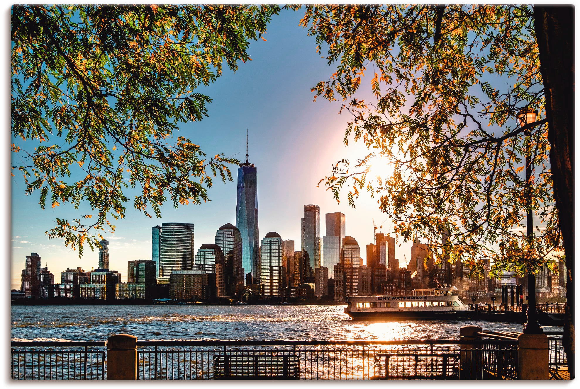 Artland Wandbild "Sonnenaufgang über New York", Amerika, (1 St.), als Alubild, Outdoorbild, Leinwandbild, Poster, Wandau