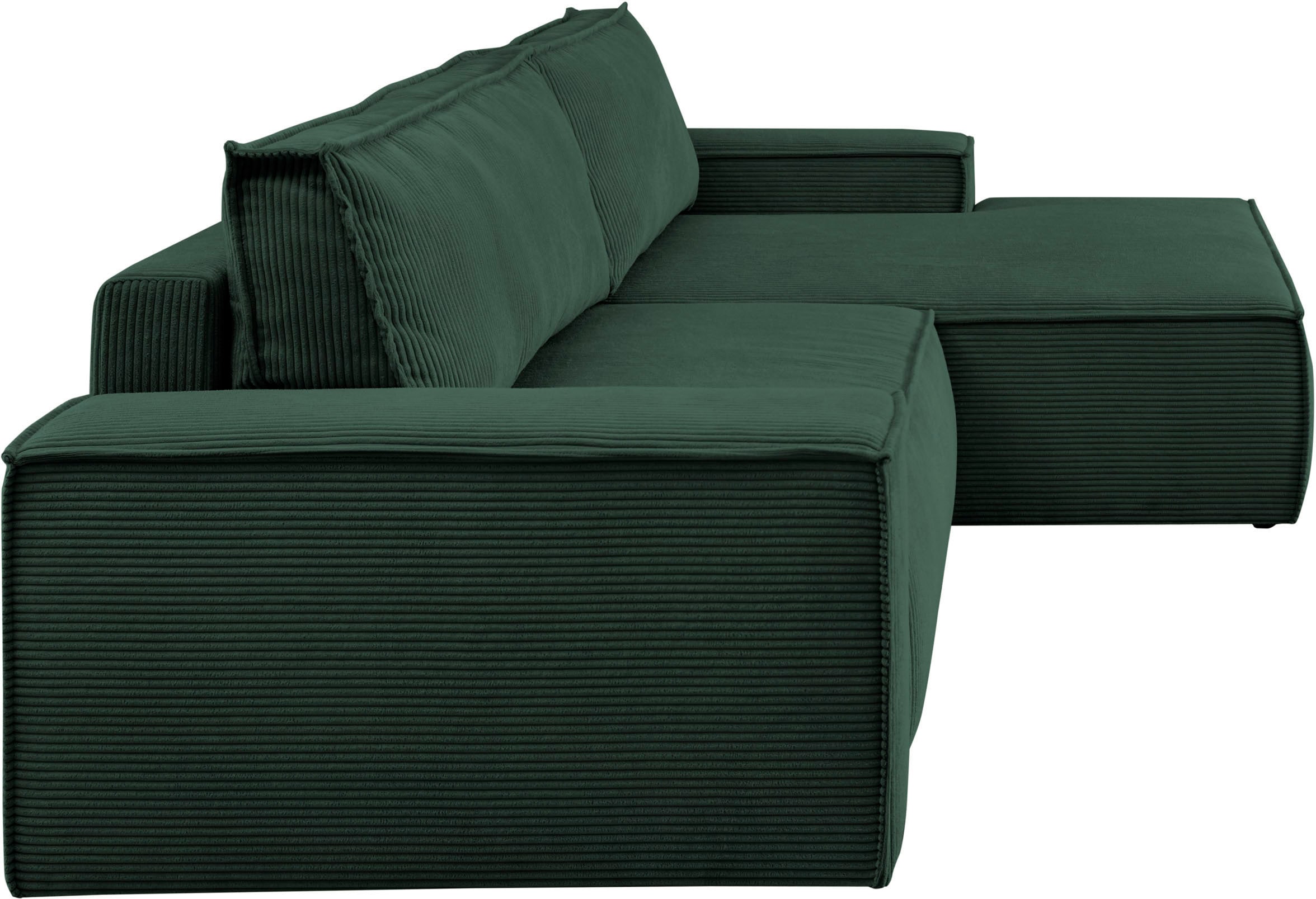 Home affaire Ecksofa SHERWOOD Schlafsofa 267 cm, L-Form, Schlaffunktion mit Bettkasten (210x136 cm), Cord, Vintage, Samtvelours