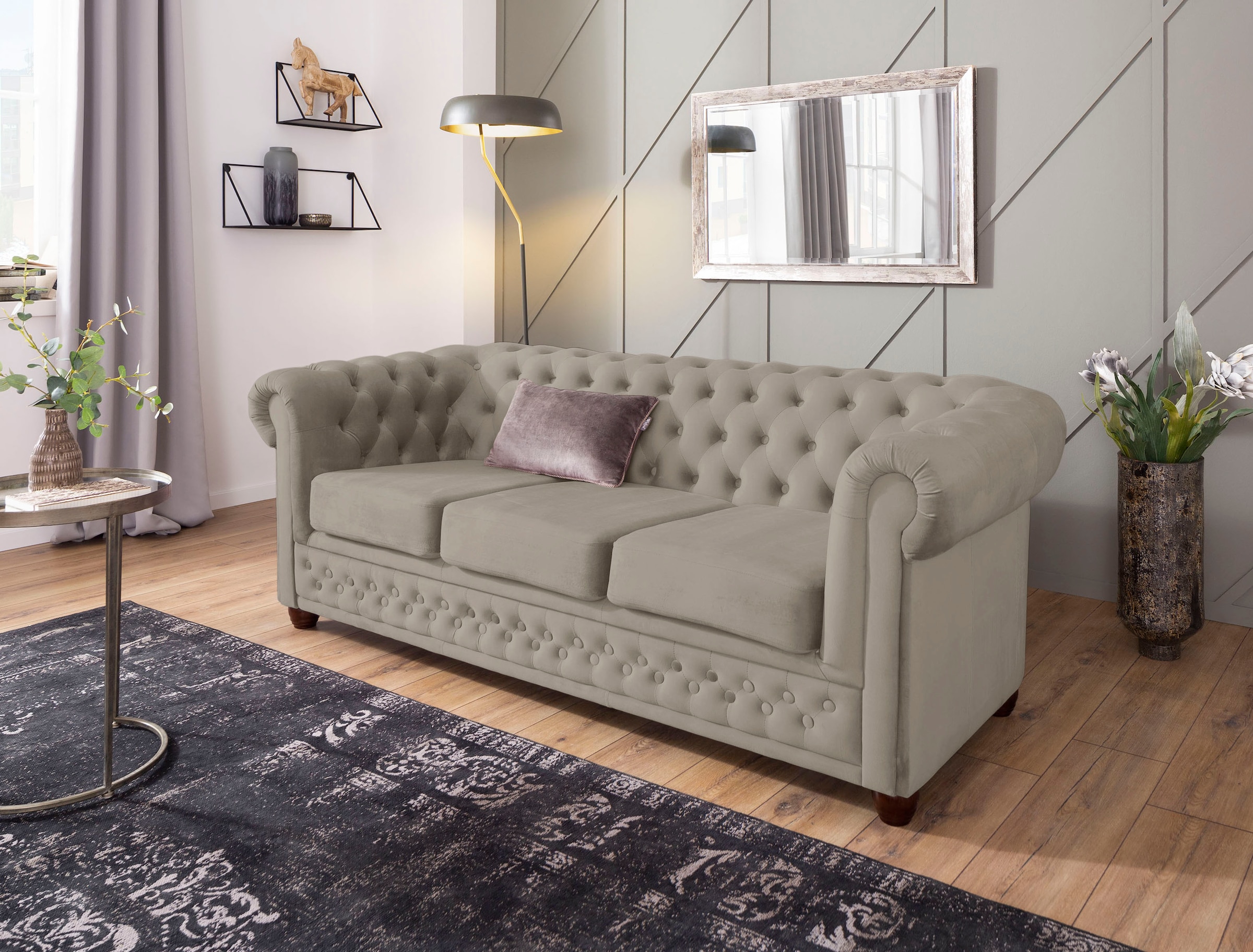 Home affaire Chesterfield-Sofa "New Castle", mit hochwertiger Knopfheftung günstig online kaufen