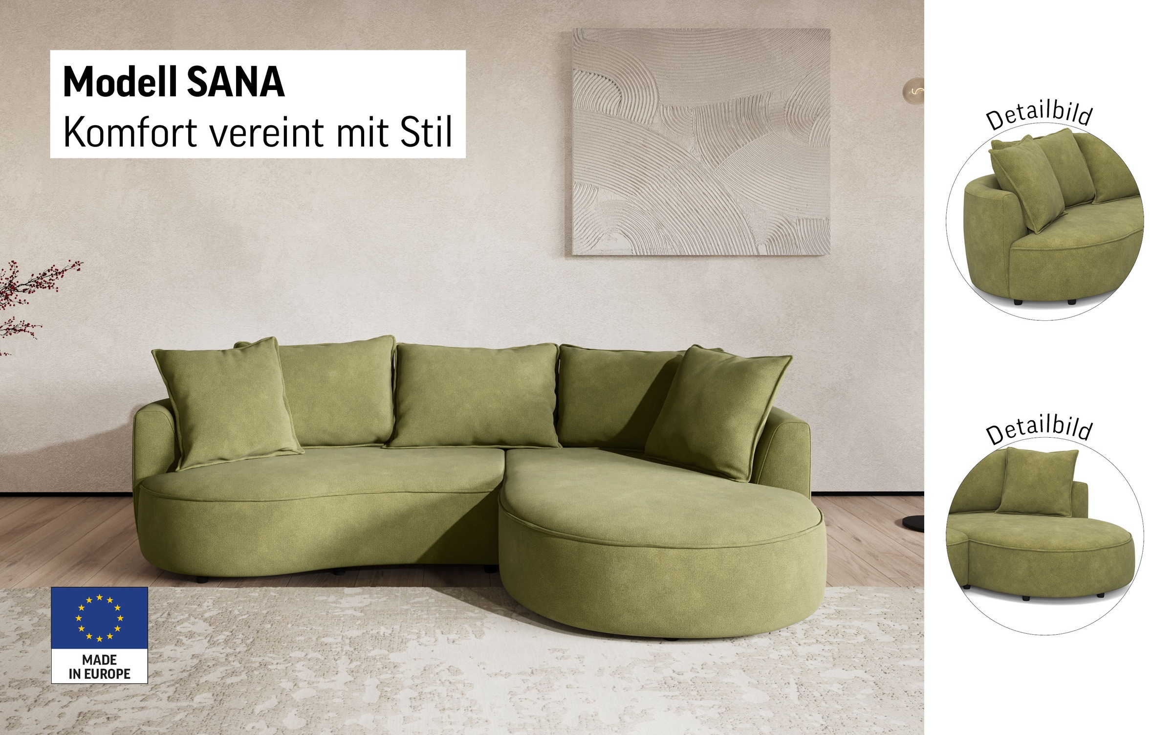 Thumbnail - COTTA Ecksofa "Sana L-Form, Breite 260 cm" Loungesofa mit Wellenunterfederung