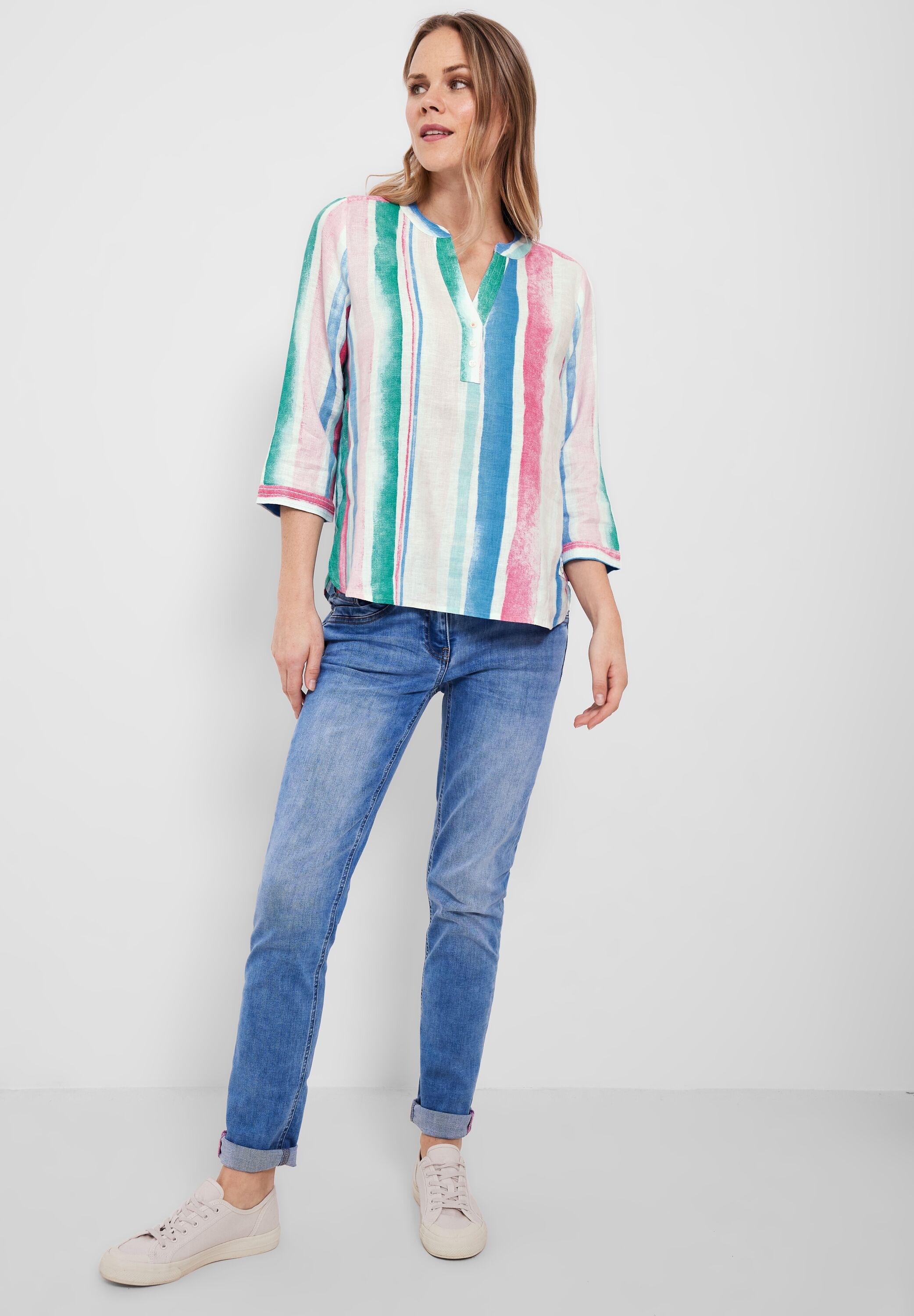 Cecil Shirtbluse, mit geschlitztem Rundhalsausschnitt