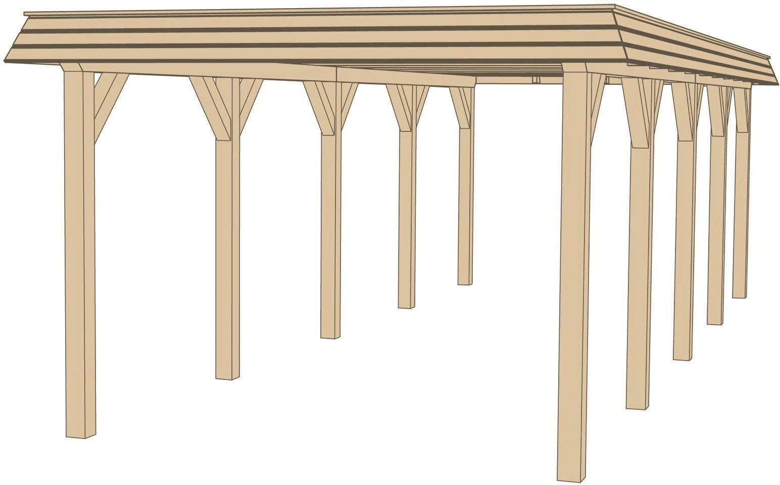 Einzelcarport WEKA, beige, Carports, "Leimholz-Flachdach-Carport 615 Gr.2", Flachdach aus verzinktem Stahl mit Trapezprofil
