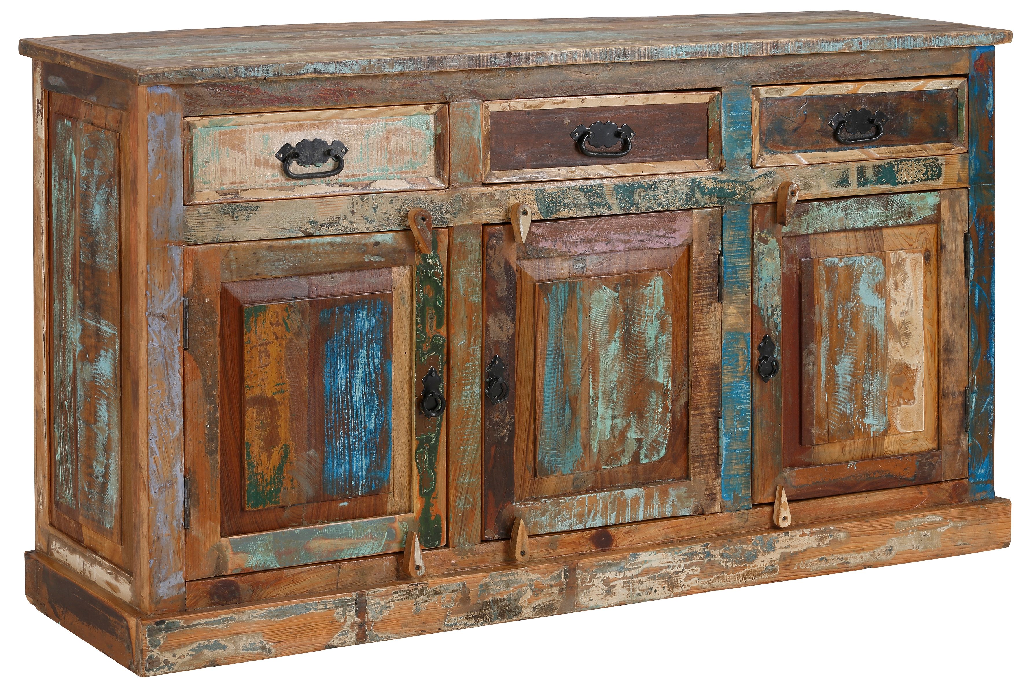 SIT Sideboard "Jodhpur aus Altholz mit 3 Türen & 3 Schubladen - Vintage" Jedes Sideboard ein Unikat durch buntes Altholz mit Patina