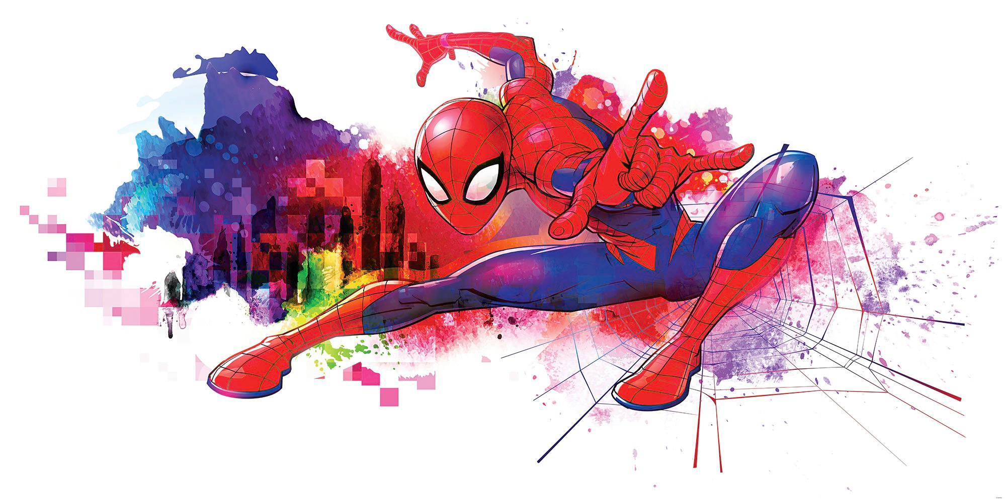 Komar Vliestapete "Digitaldruck Vlies - Spider-Man Graffiti Art - Größe 300 x 150 cm" bedruckt glatt Kinderzimmer