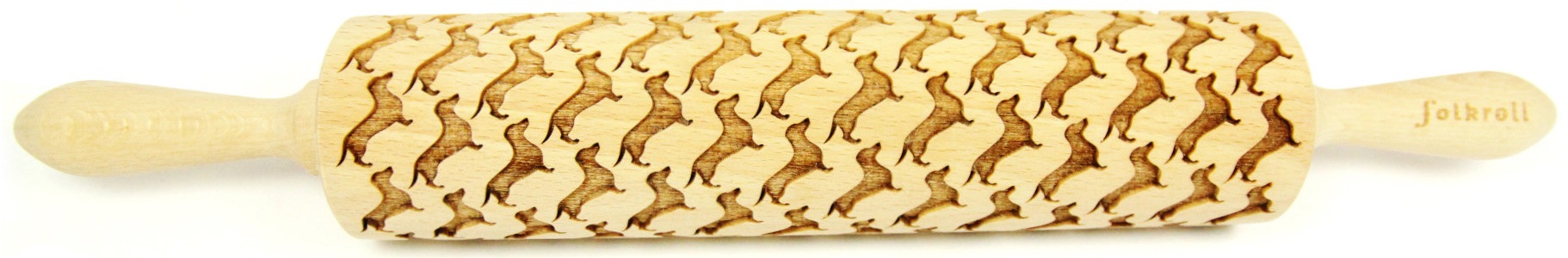 FOLKROLL Teigroller "Dackel", 43cm, braun, Teigroller, Keksteig im Handumdrehen mit Motiv versehen