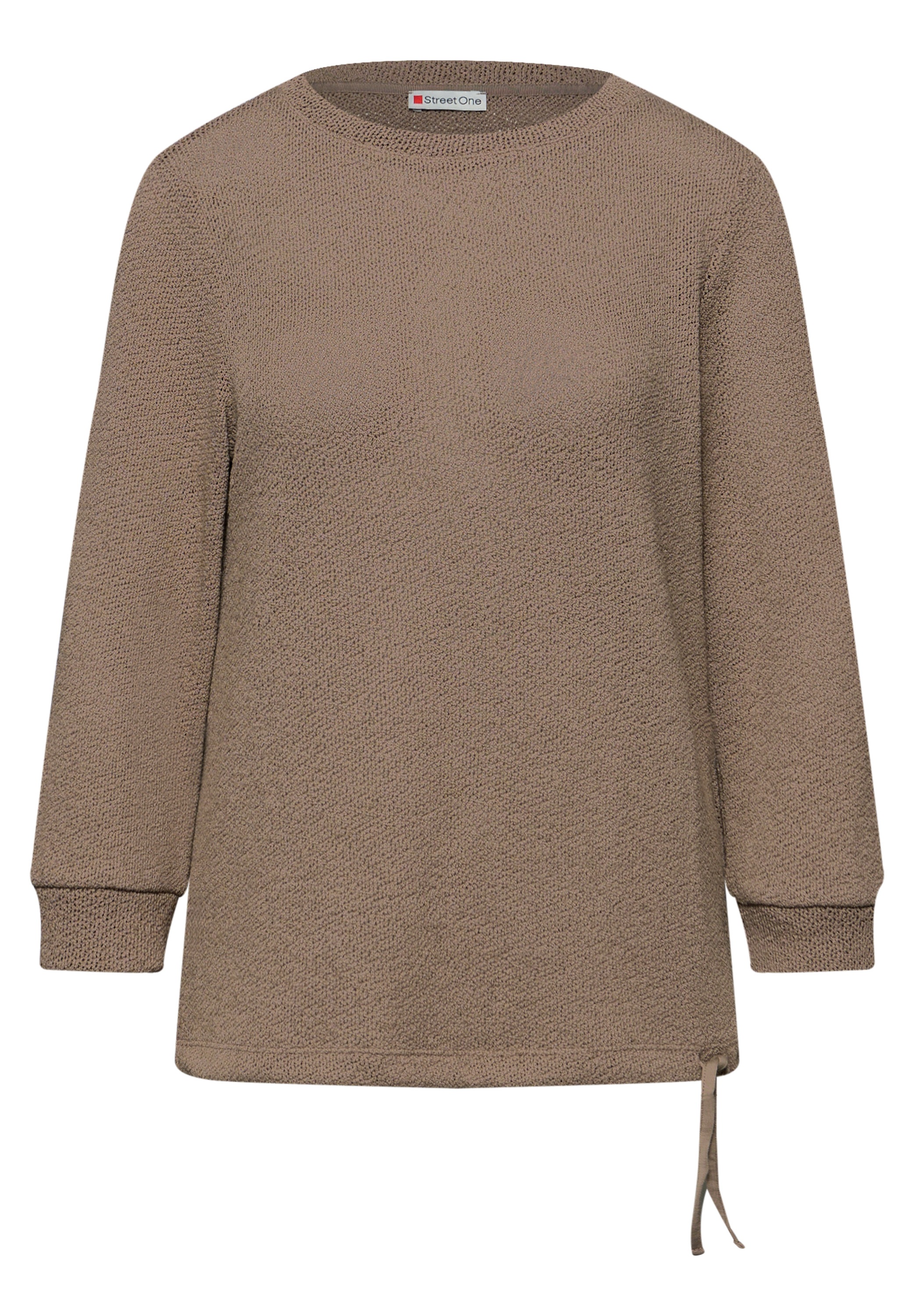 3/4-Arm-Shirt STREET ONE, Damen, Gr. 40, light terra mocha, Stoff, 76% Polyester, 19% Viskose, 5% Elasthan, unifarben, comfort fit normal, U-Boot-Ausschnitt, Bündchen, Shirts 3/4-Arm-Shirt, mit 3/4 Ärmeln 3
