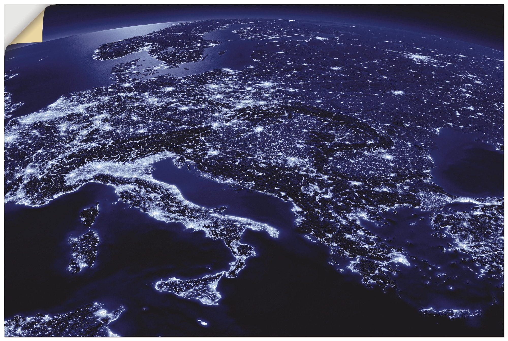 Artland Wandbild »Südliches Europa vom Weltraum Blau«, Weltall & Kosmos, (1  St.), als Alubild, Leinwandbild, Wandaufkleber oder Poster in versch. Größen  kaufen | BAUR
