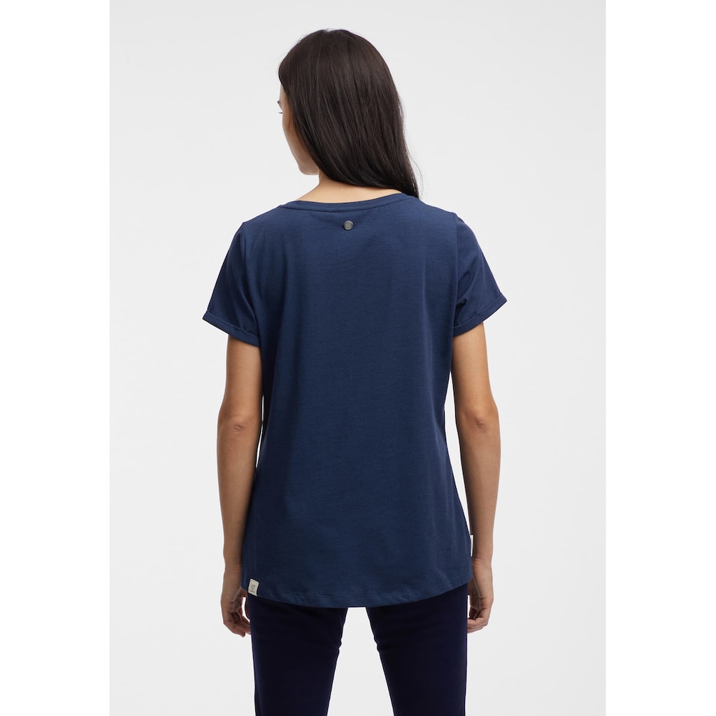 Ragwear Kurzarmshirt »FLLORAH COMFY GOTS«, Basic Shirt mit Zierknöpfen und Logostickerei