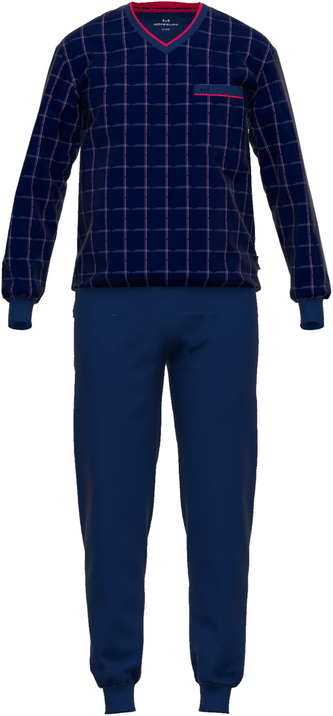 GÖTZBURG Pyjama "Bronx", (2 tlg.), Langarm, V-Ausschnitt, lange Hose, Baumw günstig online kaufen