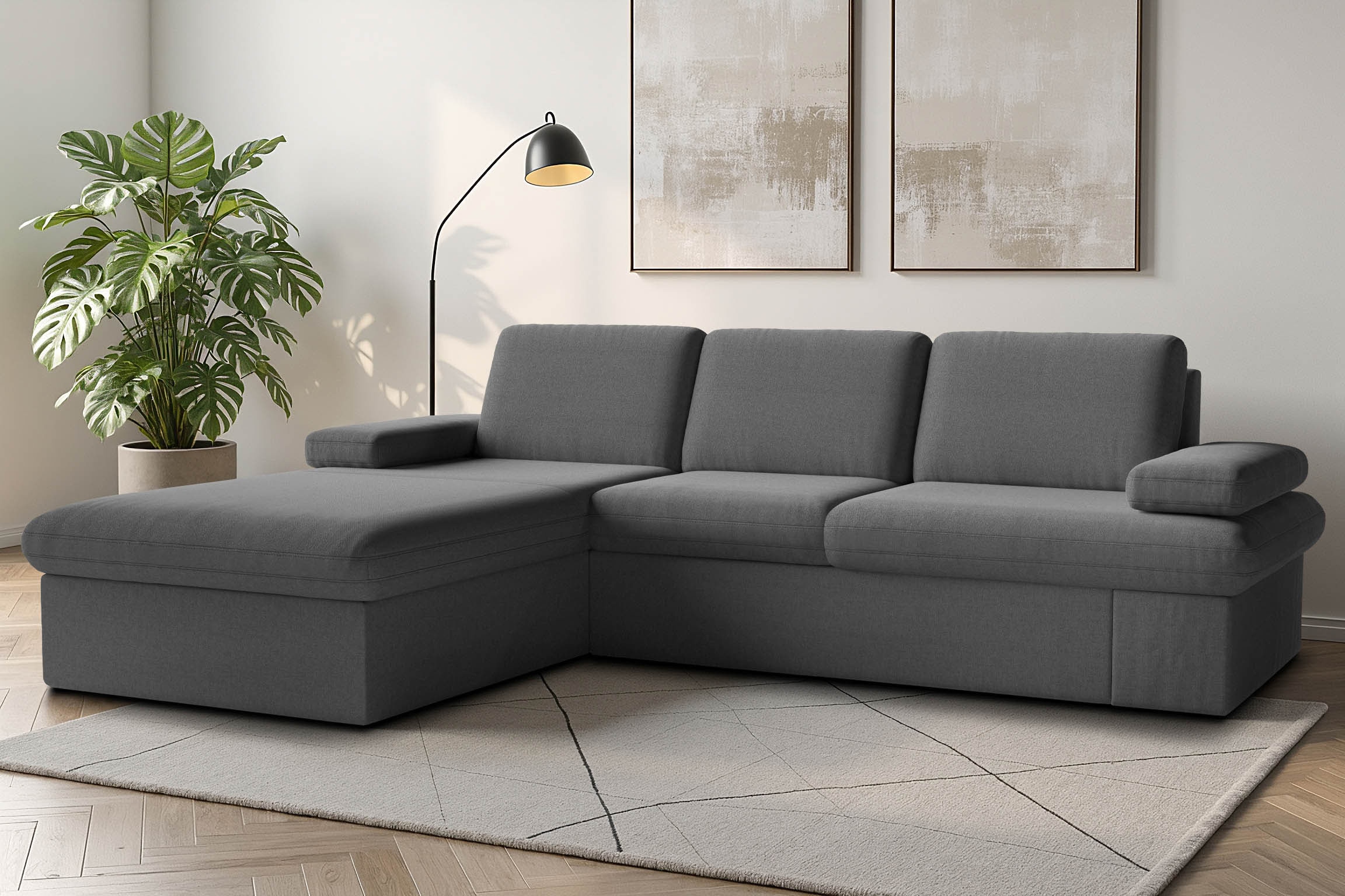 sit&more Ecksofa "Moreno L-Form, B: 247 cm" mit Armteilverstellung, optional Schlaffunktion