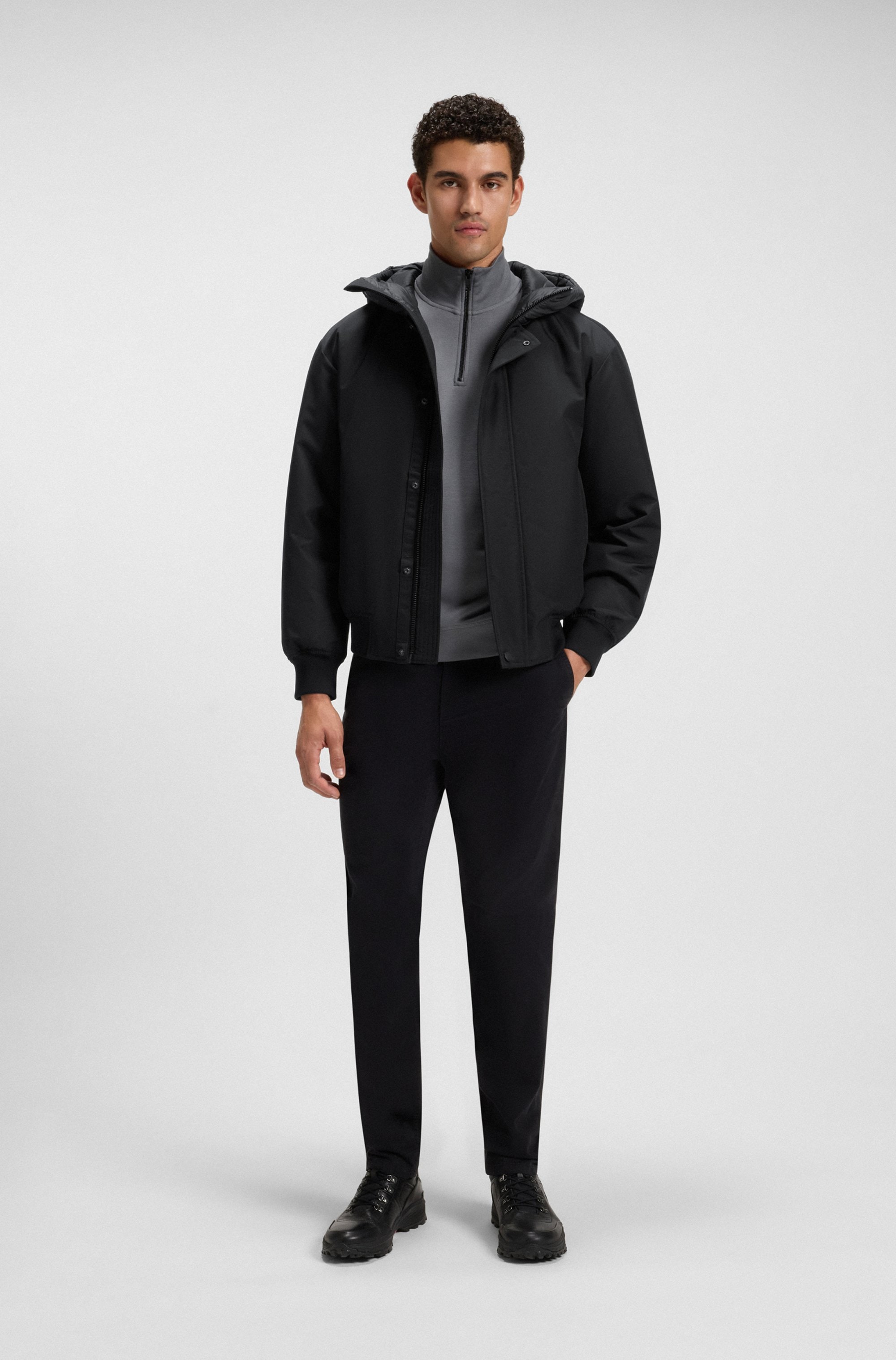 BOSS ORANGE Blouson »Osis«, mit Kapuze, relaxed fit, mit wattierter Kapuze, verdeckter Reißverschluss