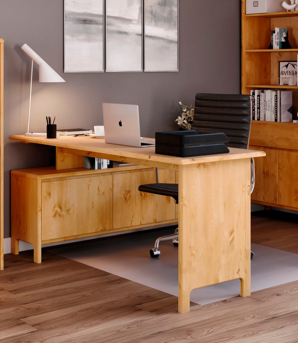 OTTO home Schreibtisch "Luven, aus Massivholz" in 2 Breiten, variable Nutzu günstig online kaufen