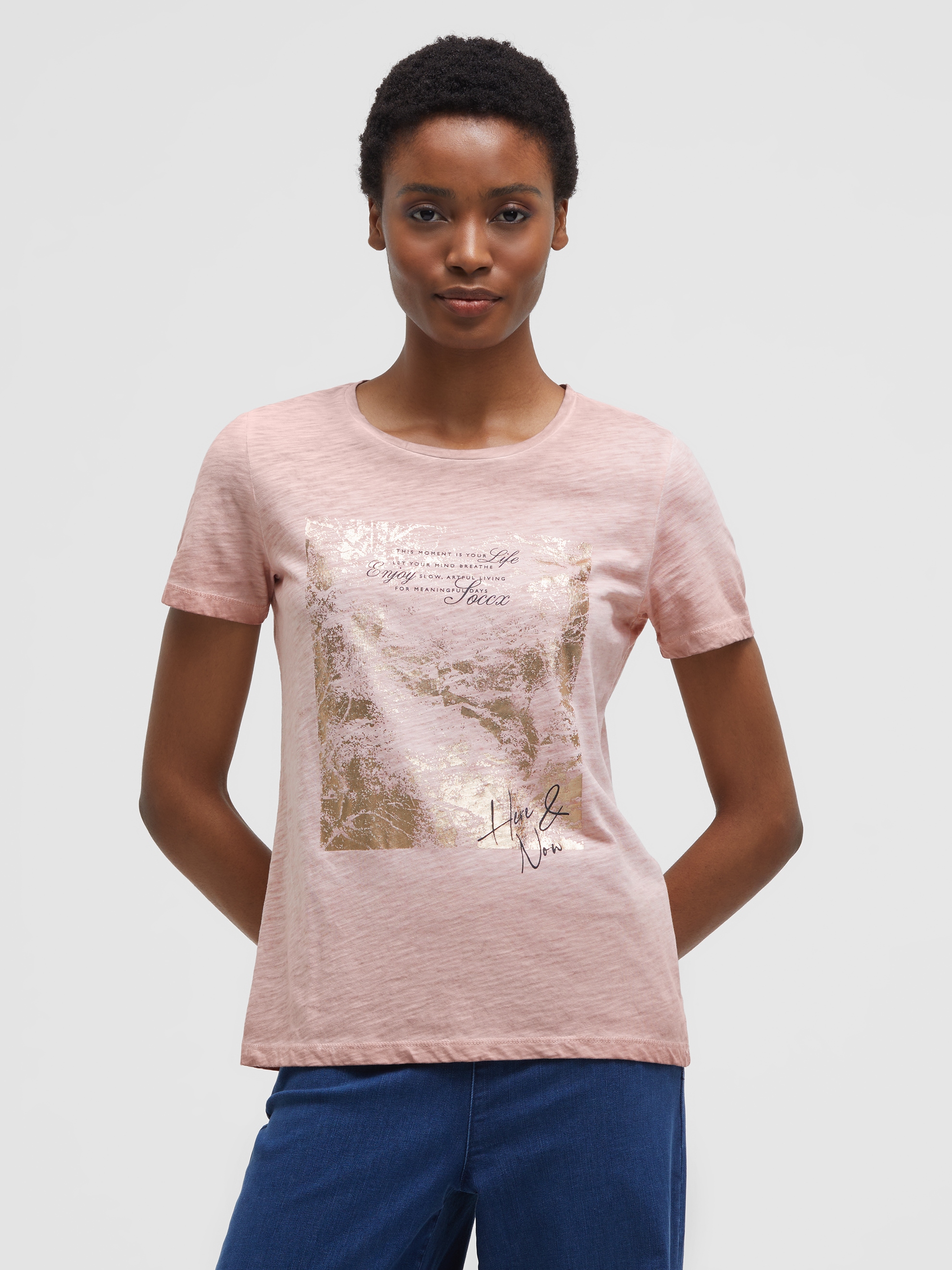 SOCCX Rundhalsshirt mit Glitzer-Print
