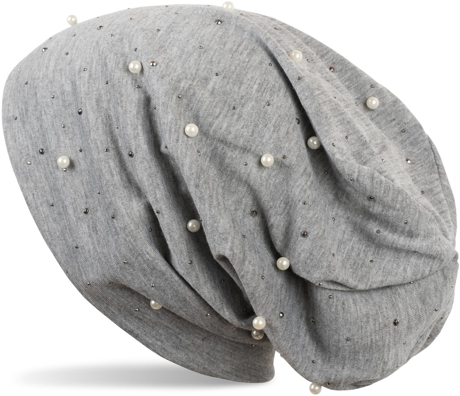 styleBREAKER Beanie "Beanie mit Perlen und Strass Nieten" 1 Stk.