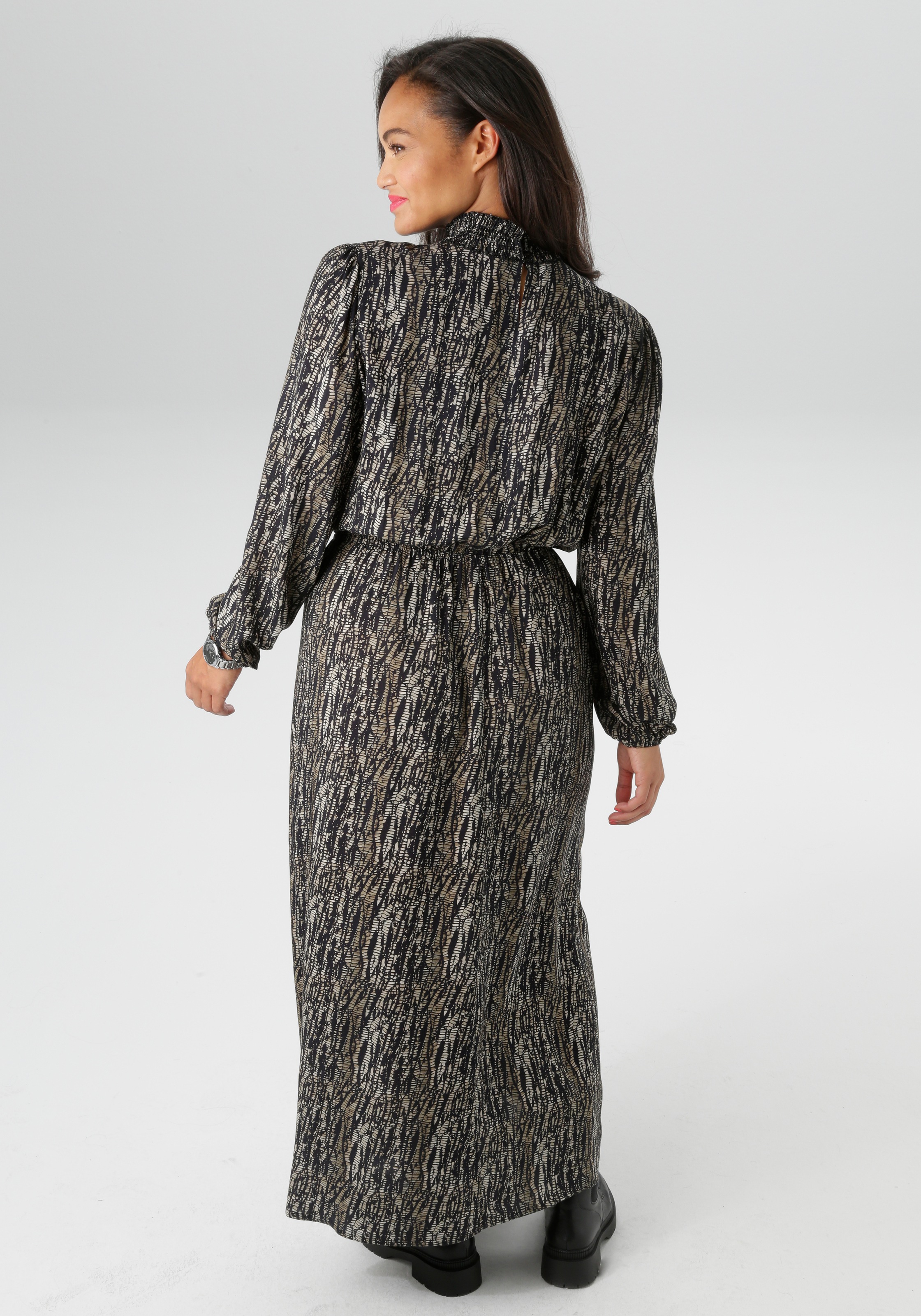 Aniston PLUS Druckkleid, mit gesmoktem Stehtkragen - NEUE KOLLEKTION günstig online kaufen