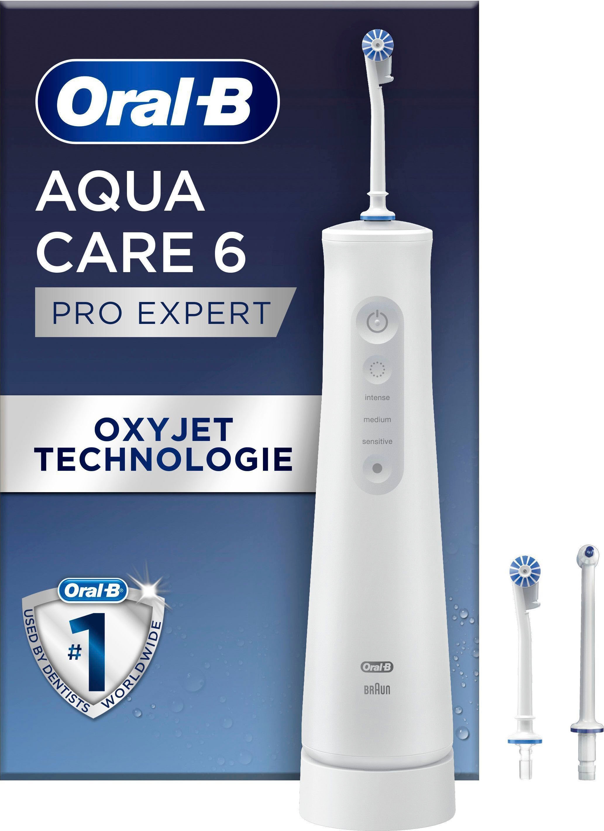 ORAL-B Munddusche "AquaCare 6", grau, B:6,8cm H:25,3cm T:16,1cm, Mundduschen, Kabellose mit Oxyjet-Technologie