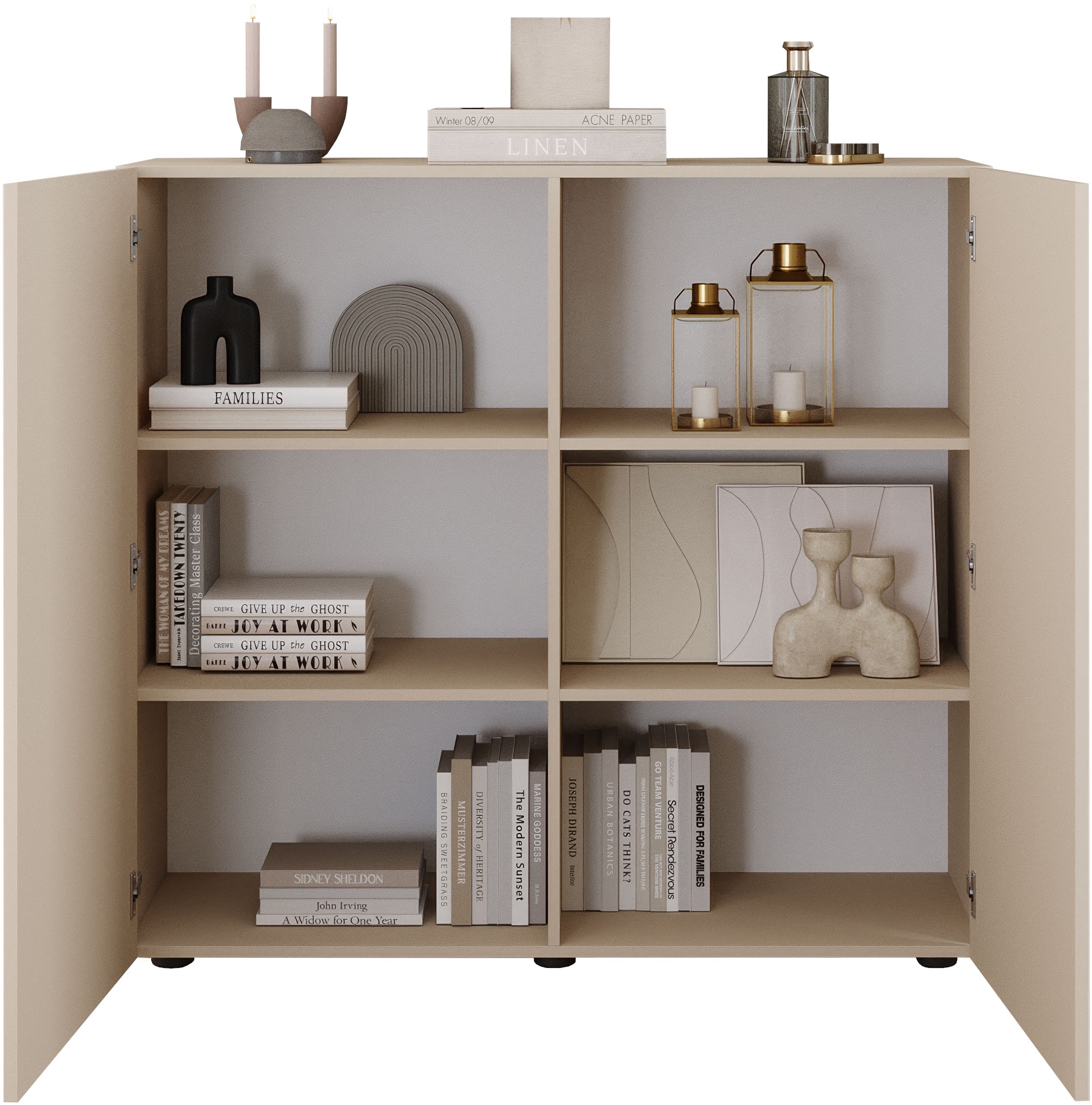INOSIGN Highboard »Rio Höhe 111 cm u. Breite 120 cm, Kommode mit 2 Türen,«, geriffelte Front, modern u. elegant, viel Stauraum