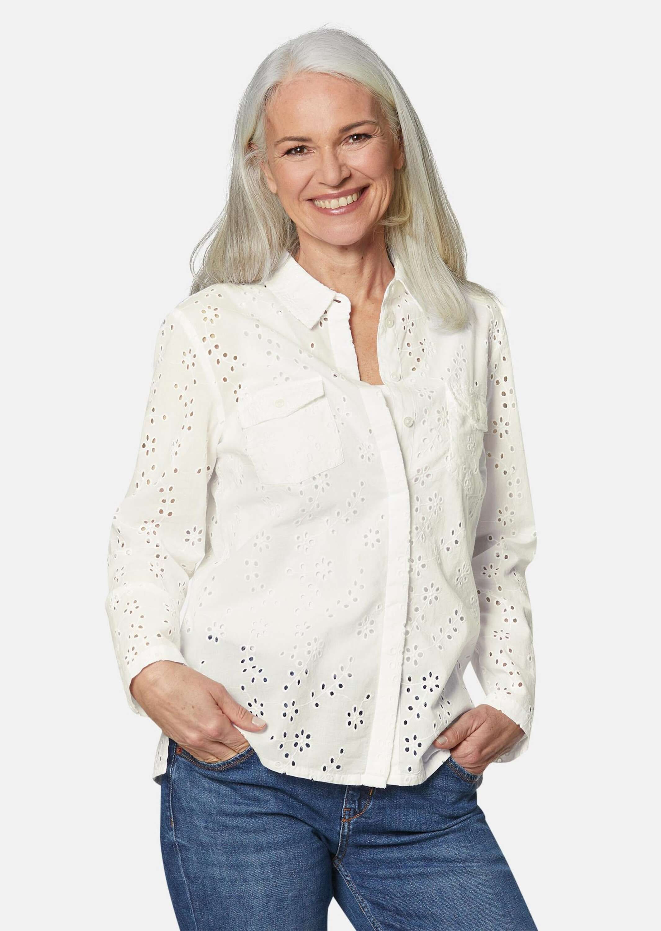 GOLDNER Langarmbluse »Blusenjacke Leichte Blusenjacke aus Baumwolle«