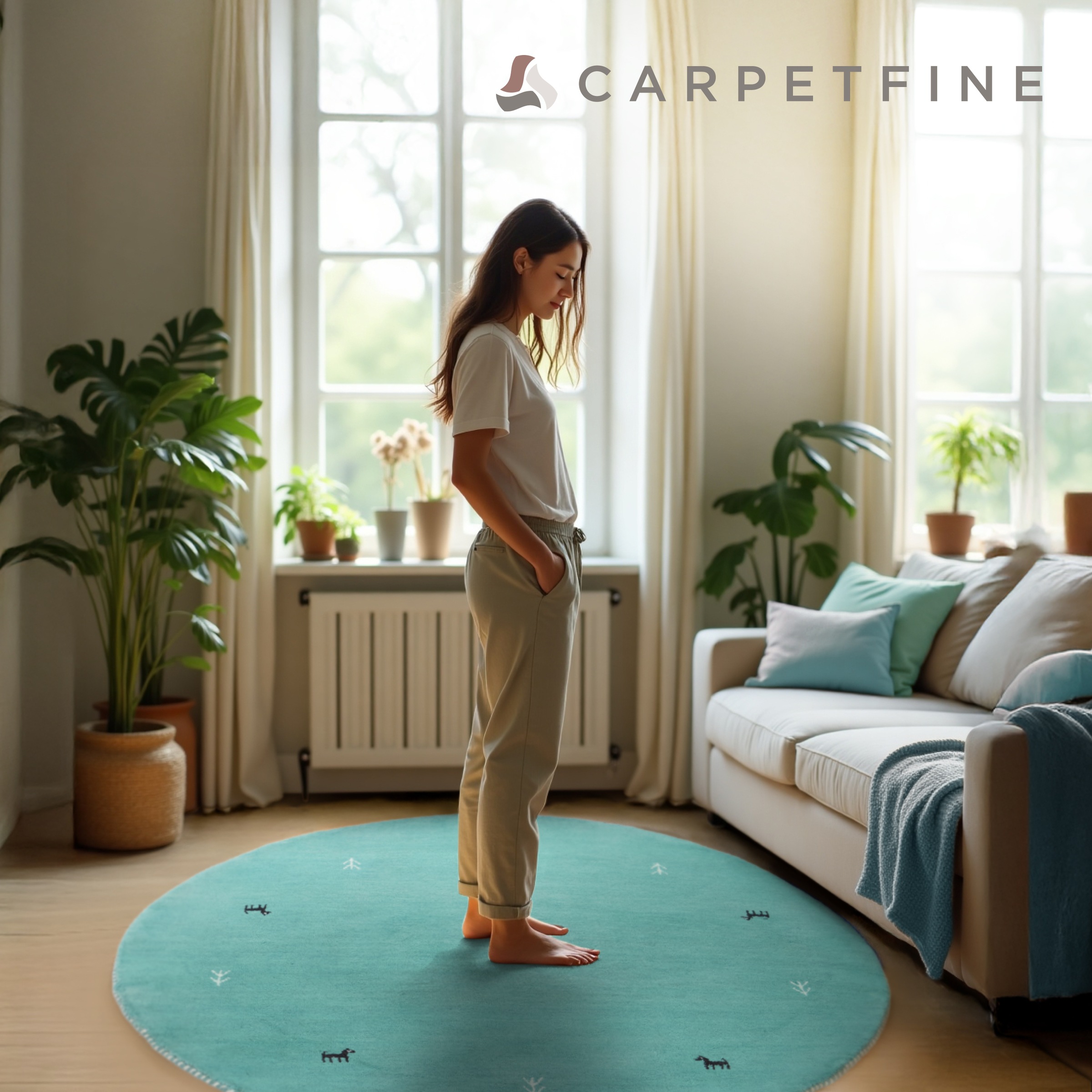 carpetfine Wollteppich »Gabbeh Uni« rund 15 mm Höhe reine Wolle handgewebt, Gabbeh Tiermotiv warmes Raumklima viele Größen