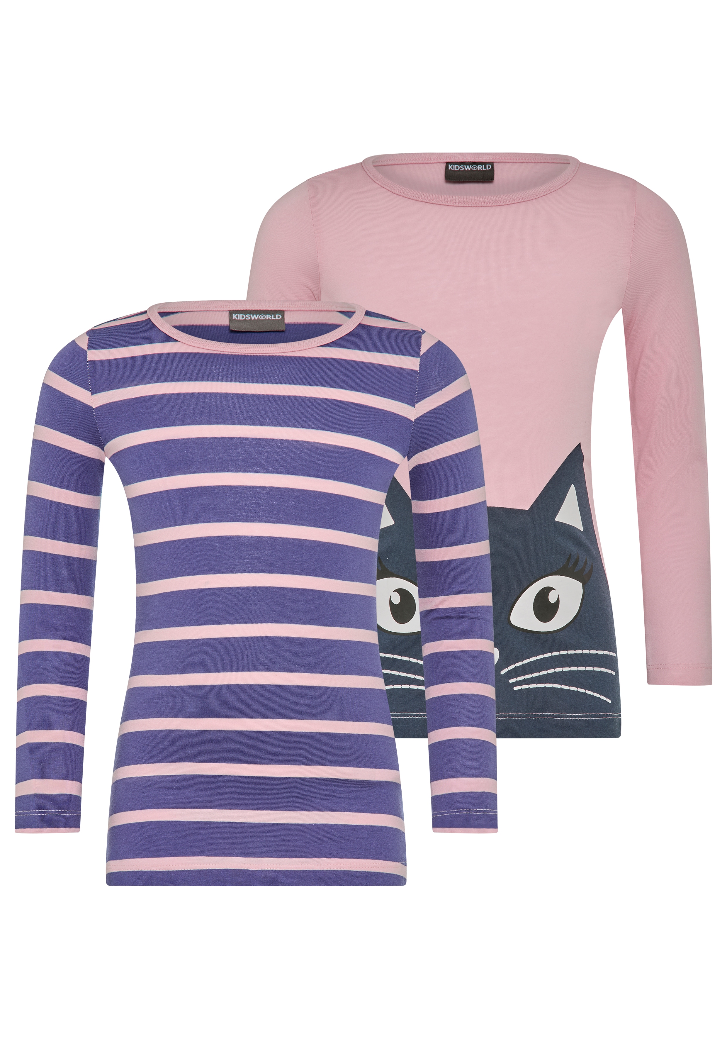 KIDSWORLD Langarmshirt "für kleine Mädchen" 2er-Pack, 2 Stk. Langarm, lässige Passform